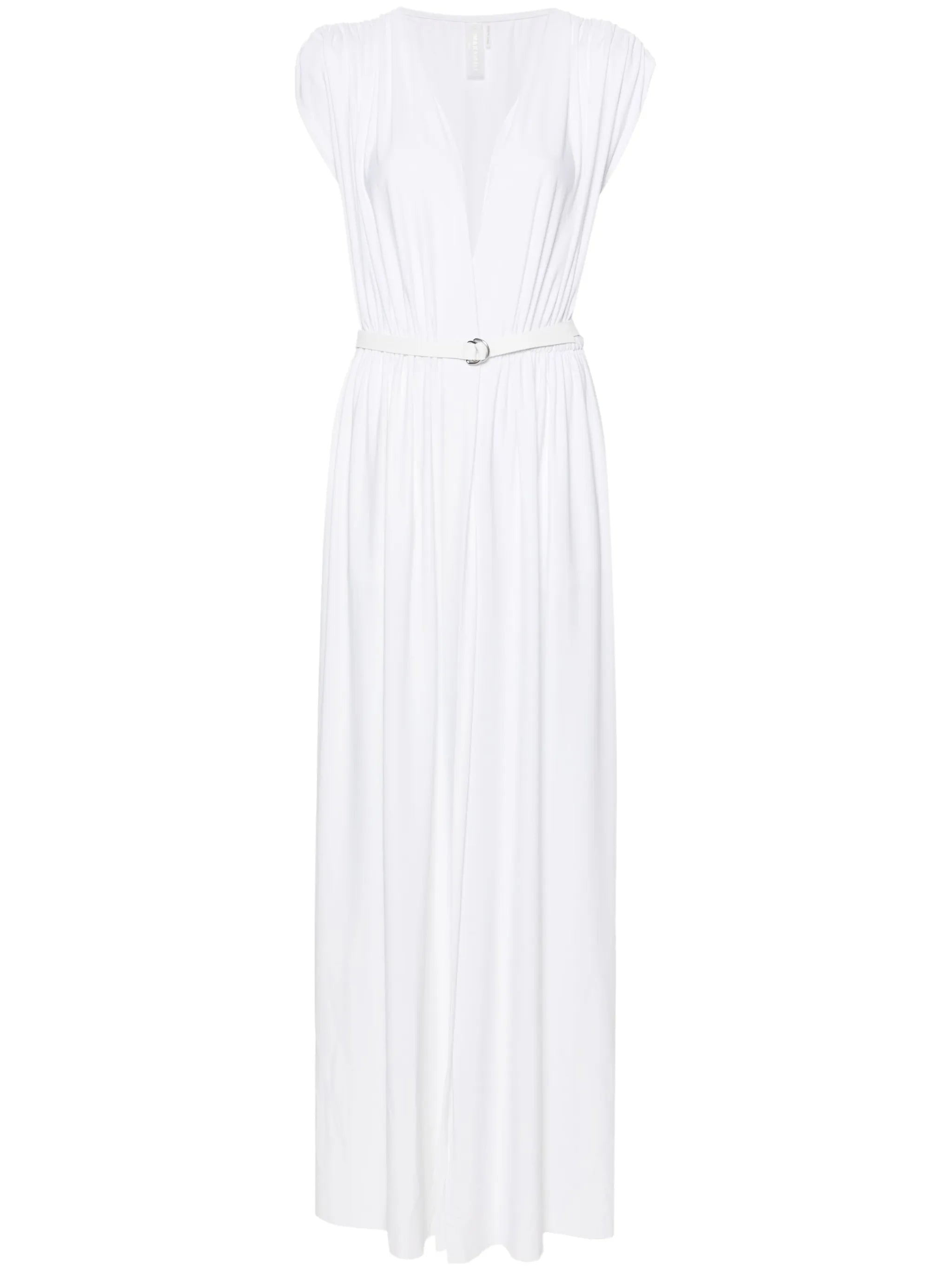belted gathered maxi dress