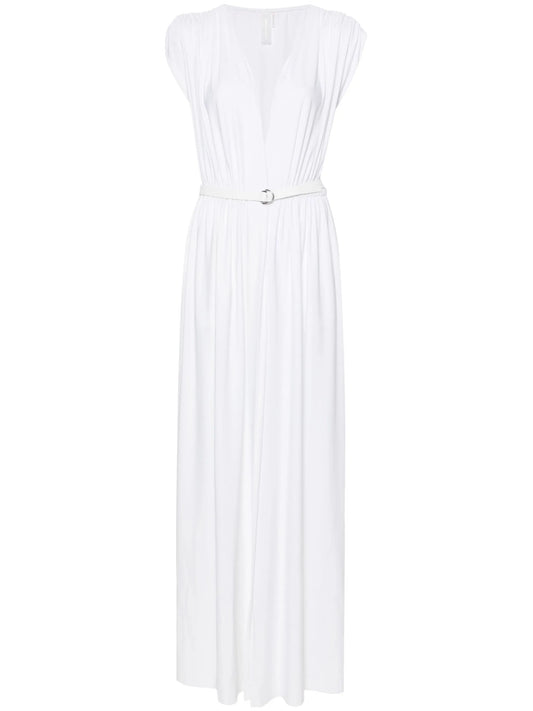 belted gathered maxi dress