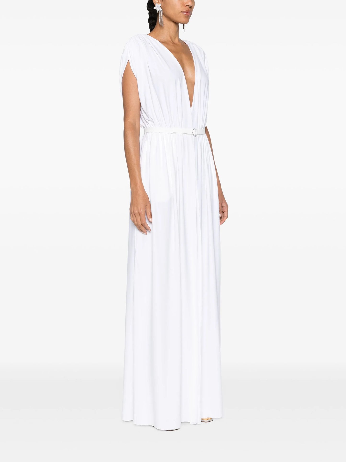 belted gathered maxi dress