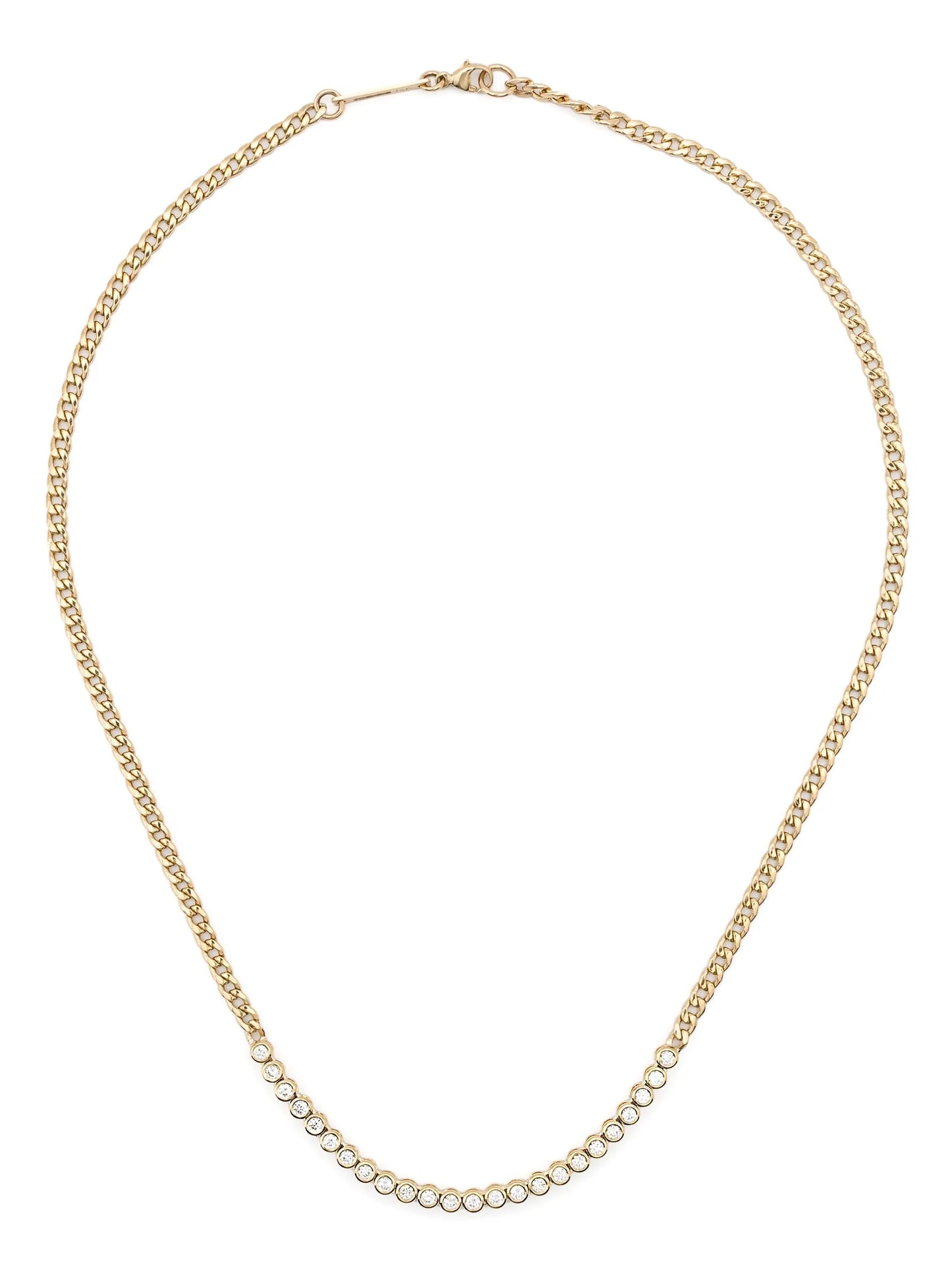 14kt yellow gold tennis-segment diamond necklace