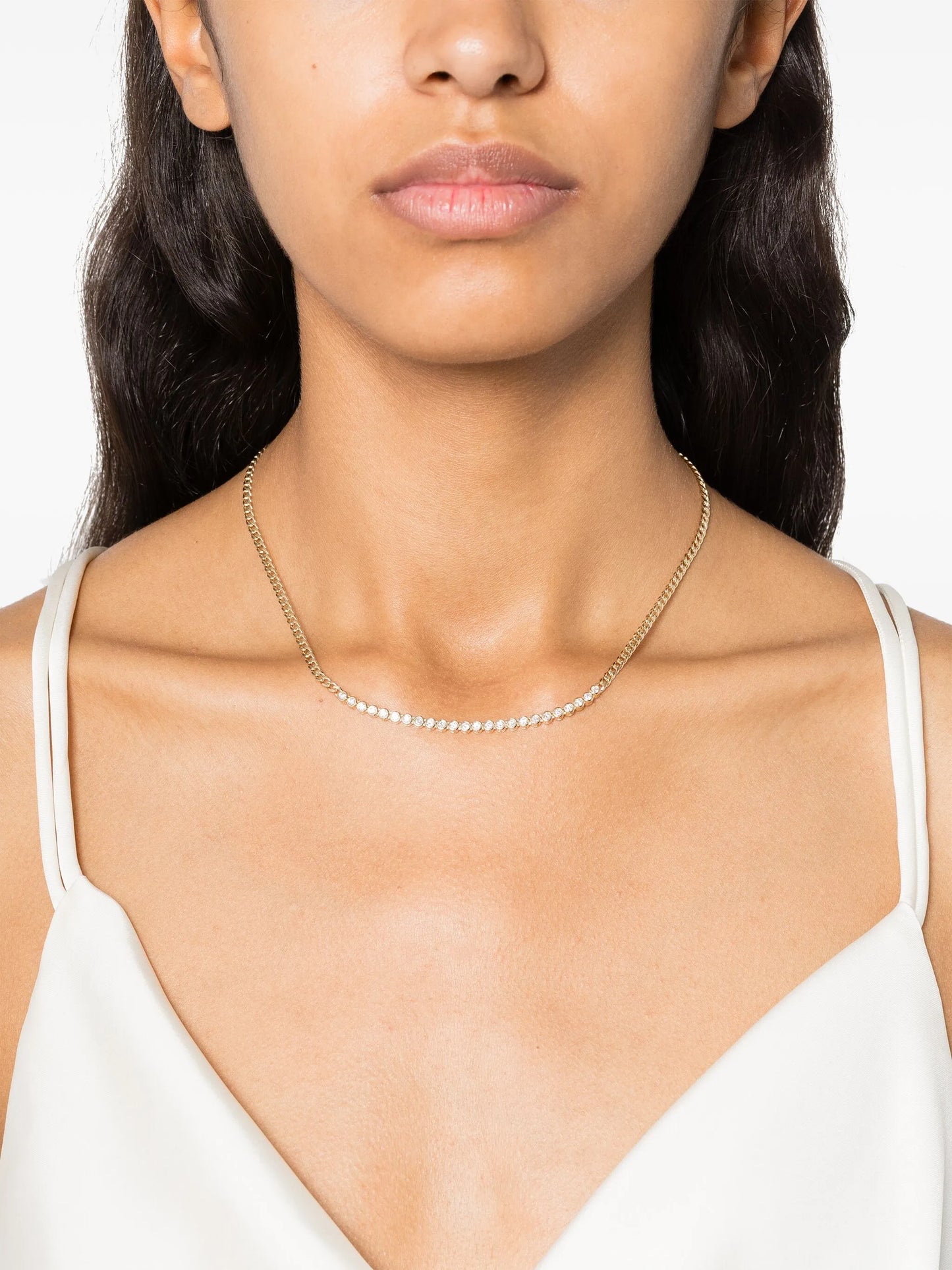 14kt yellow gold tennis-segment diamond necklace