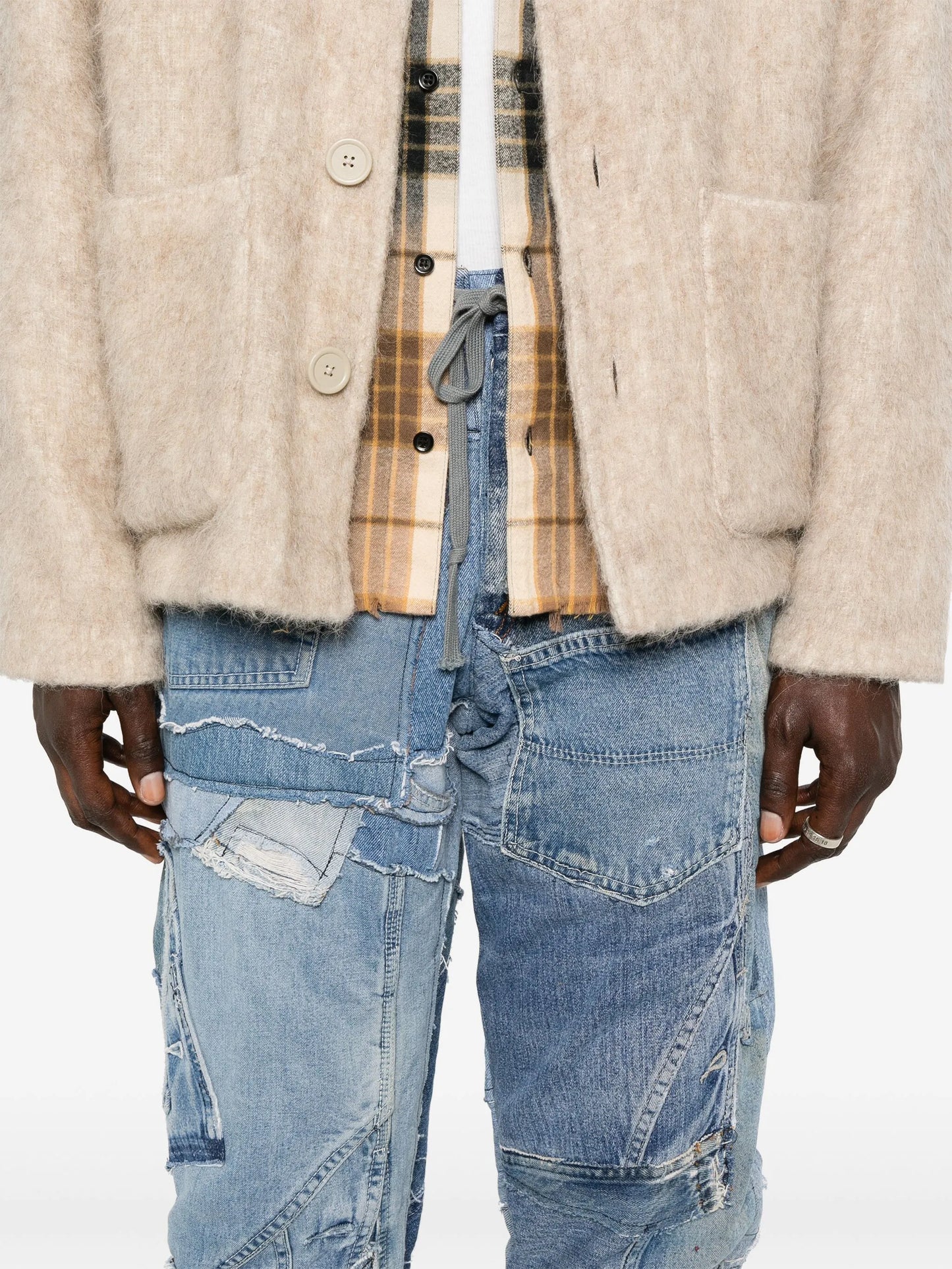 patchwork-design jeans