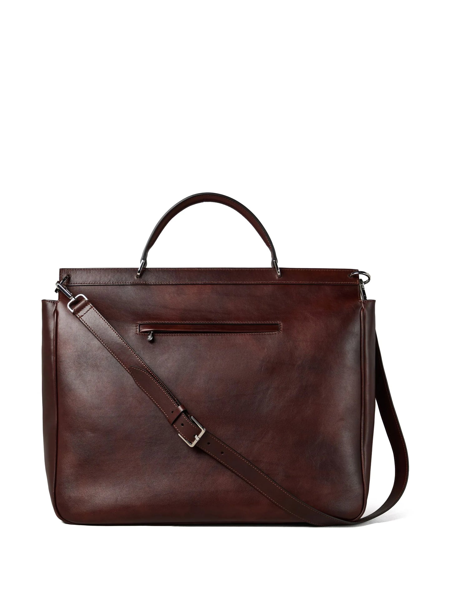 buckle-fastened leather tote bag