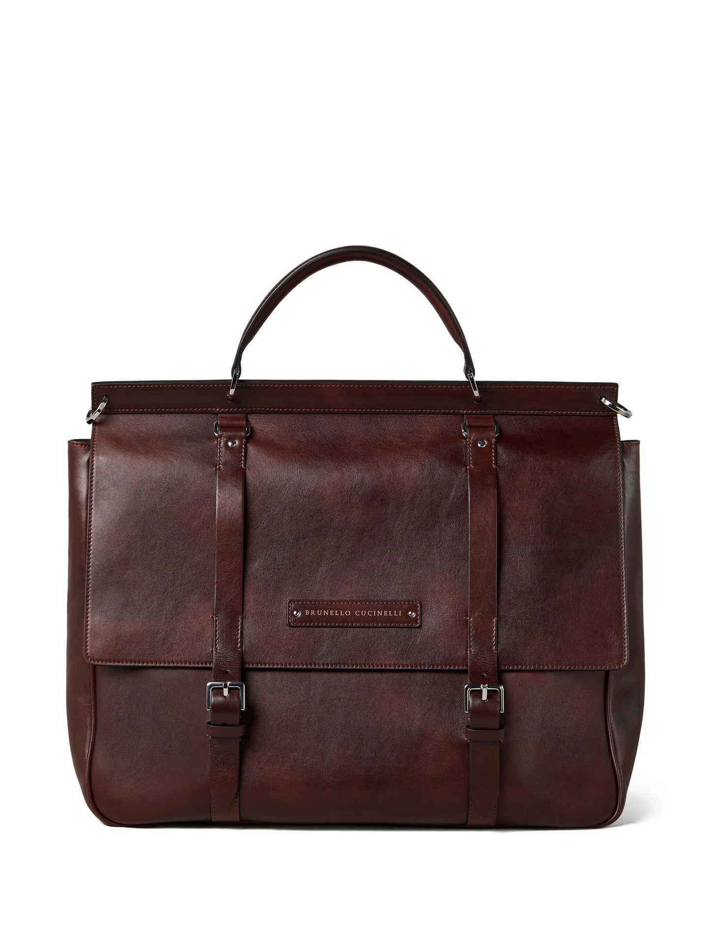 buckle-fastened leather tote bag