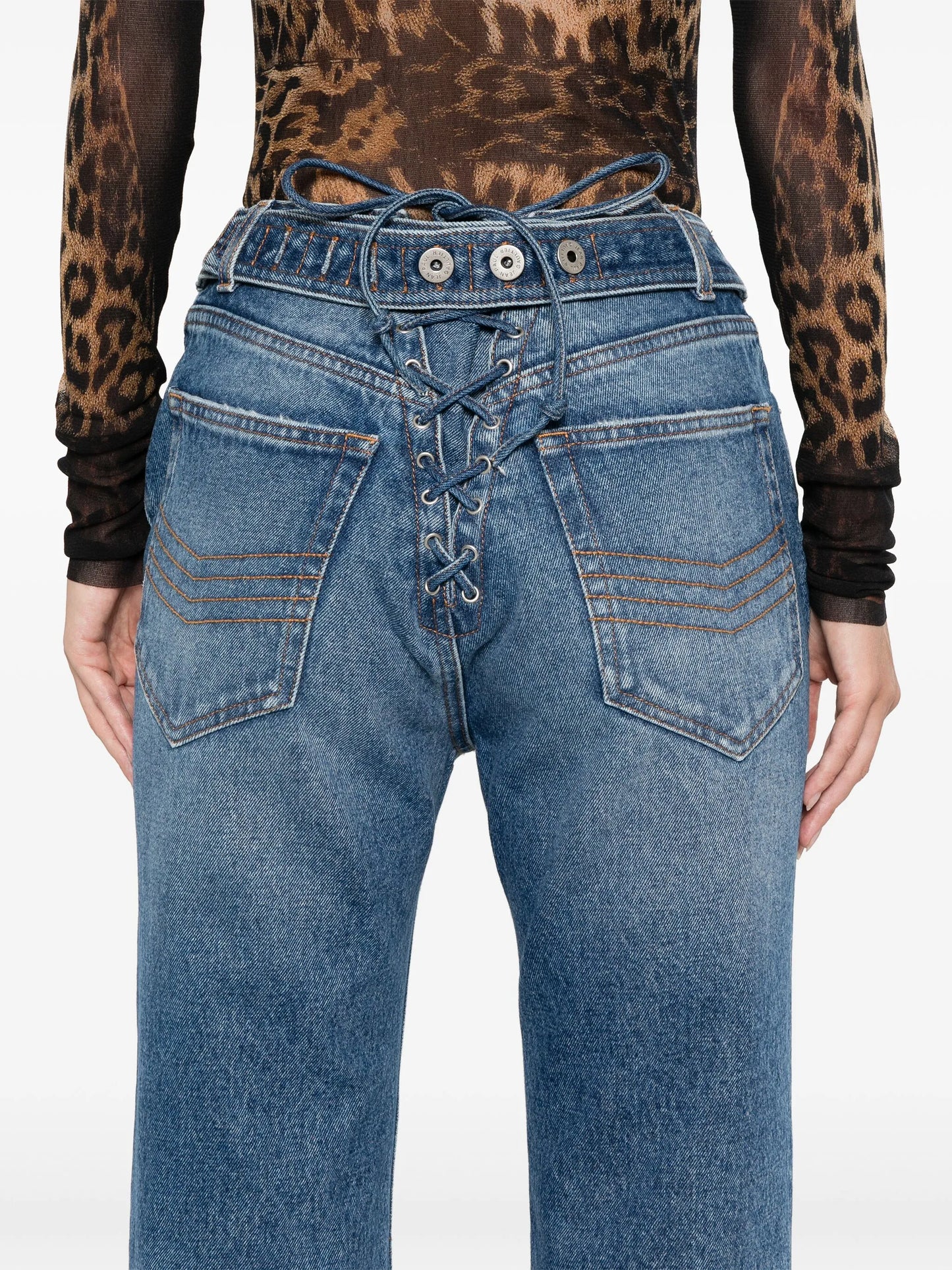 lace-up detail jeans