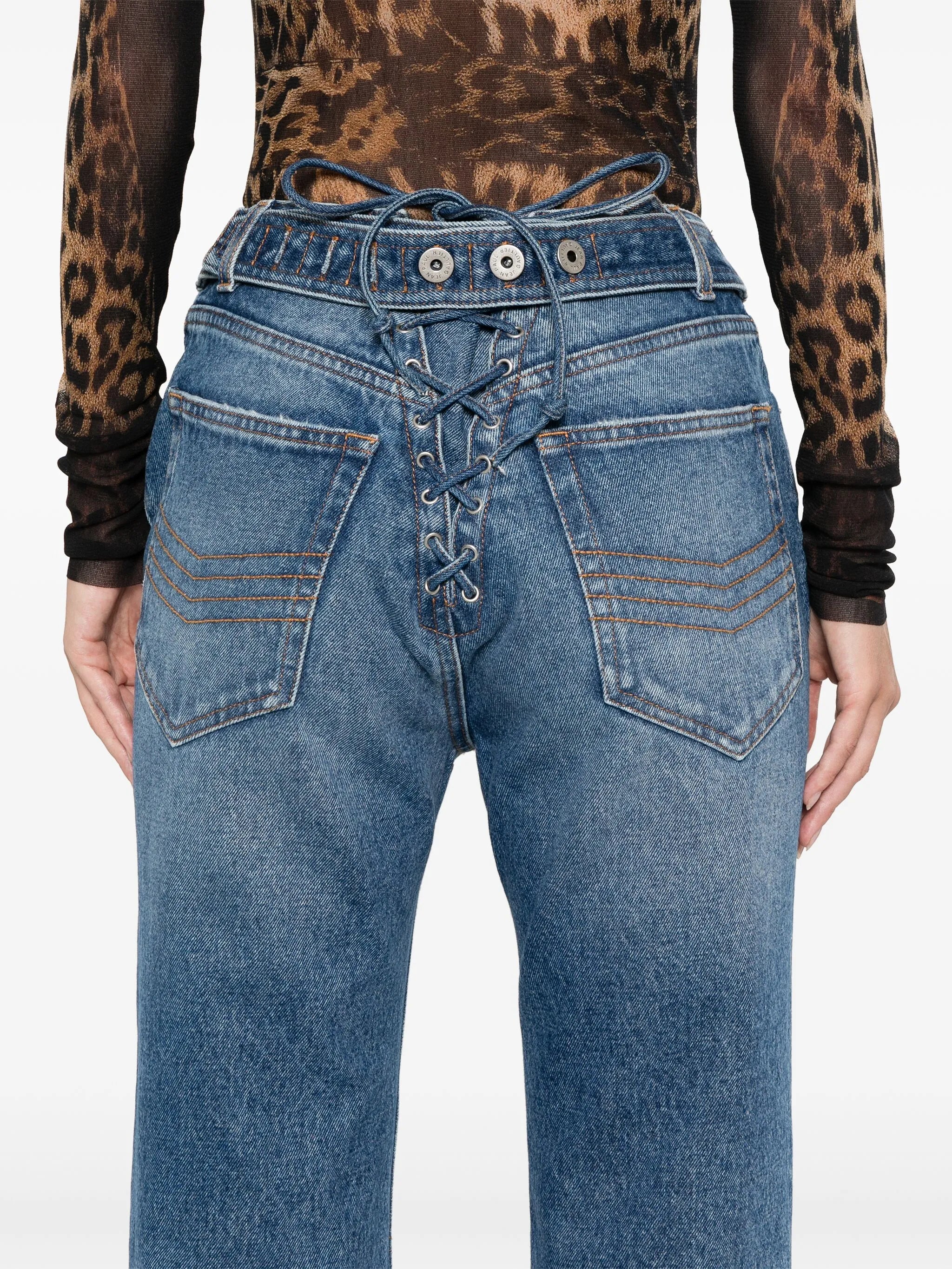lace-up detail jeans