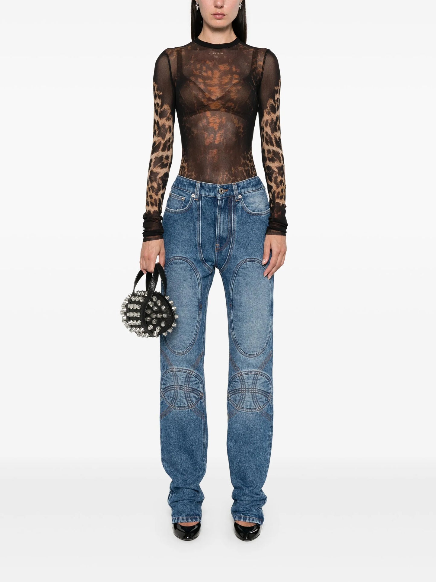 lace-up detail jeans