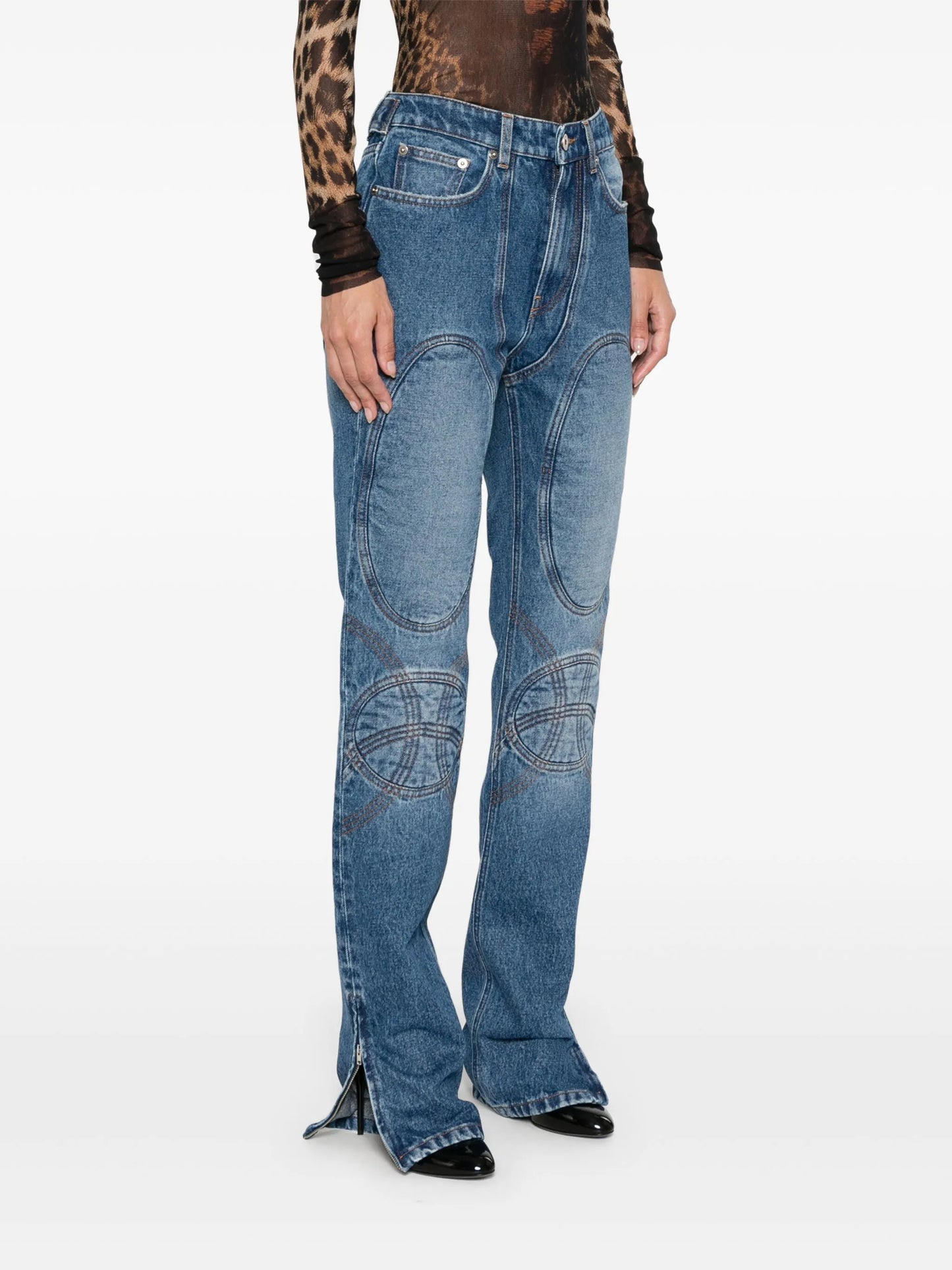 lace-up detail jeans