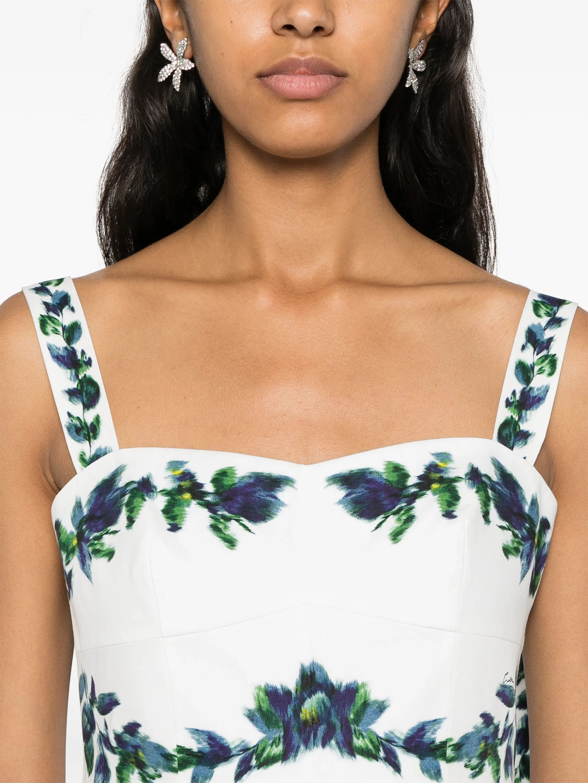 floral-print tiered midi dress