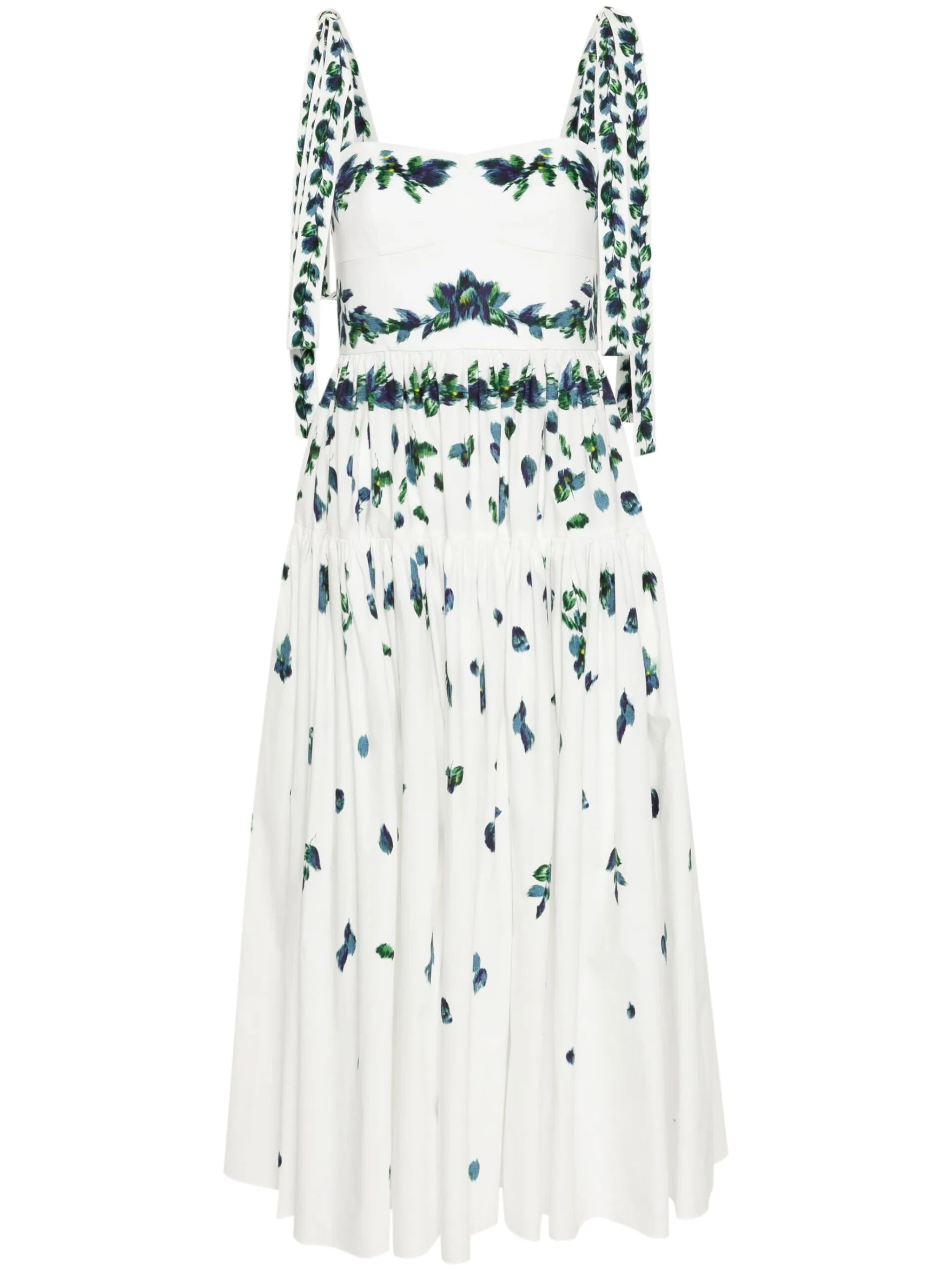floral-print tiered midi dress