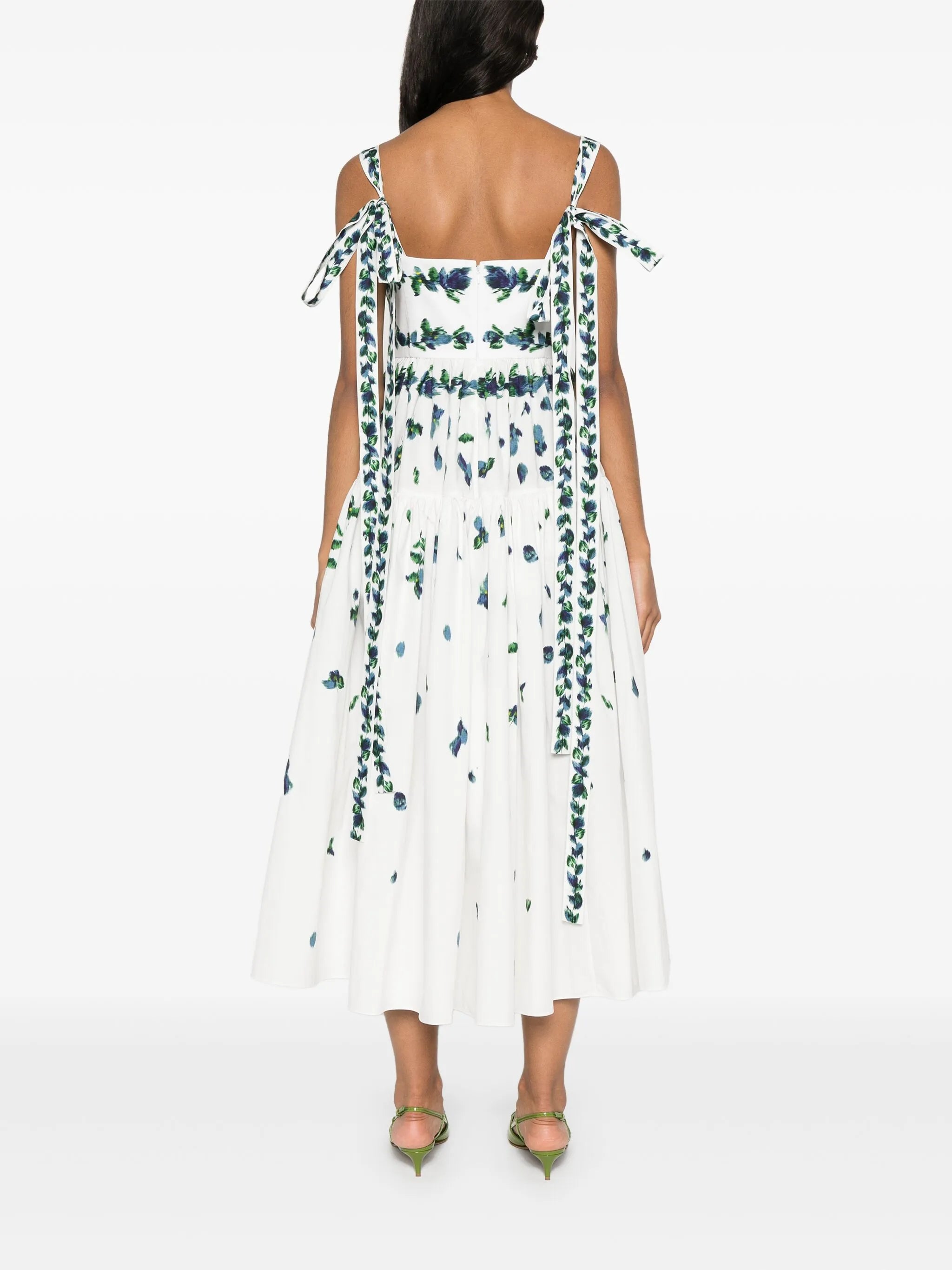 floral-print tiered midi dress
