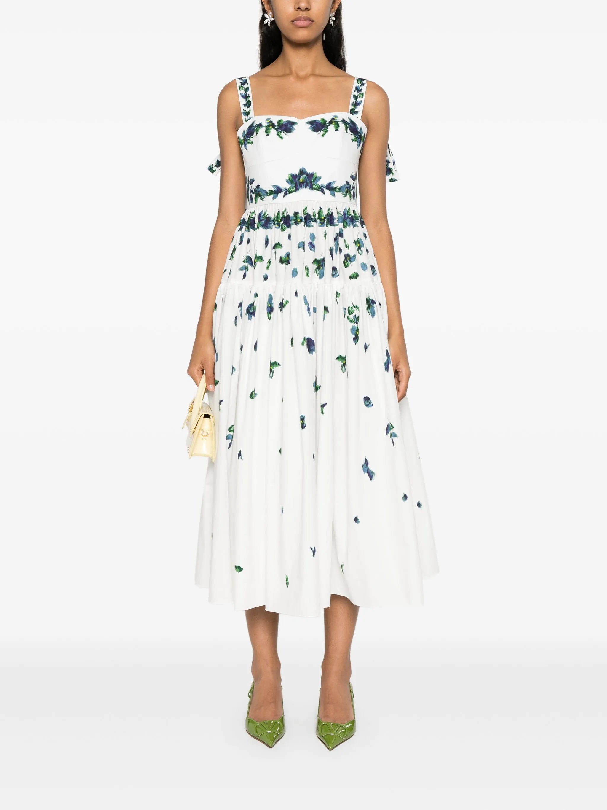 floral-print tiered midi dress