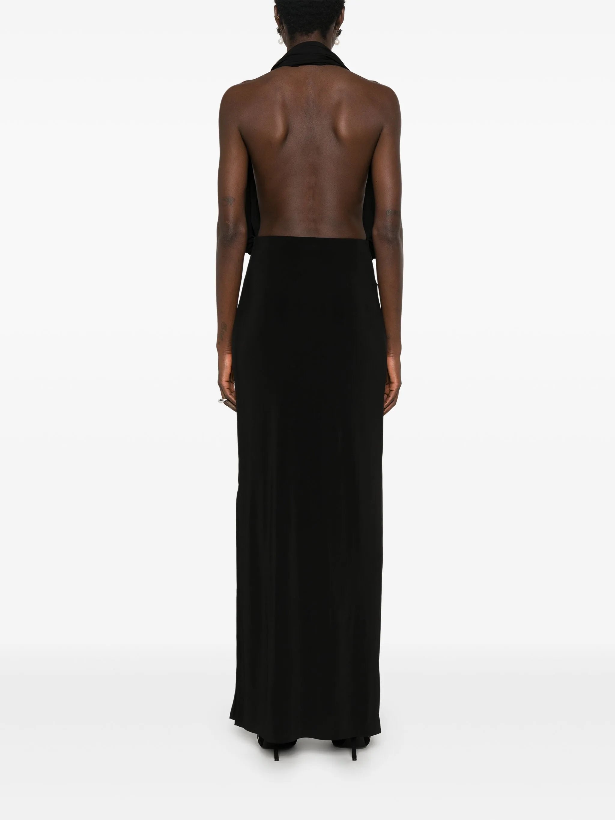 open-back jersey gown