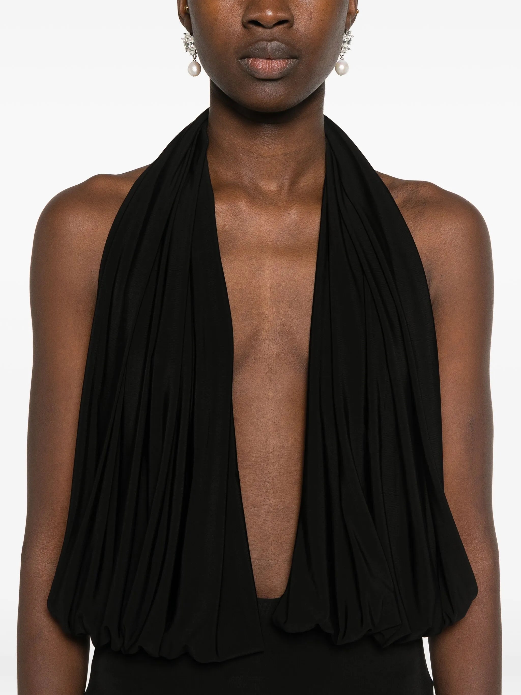open-back jersey gown
