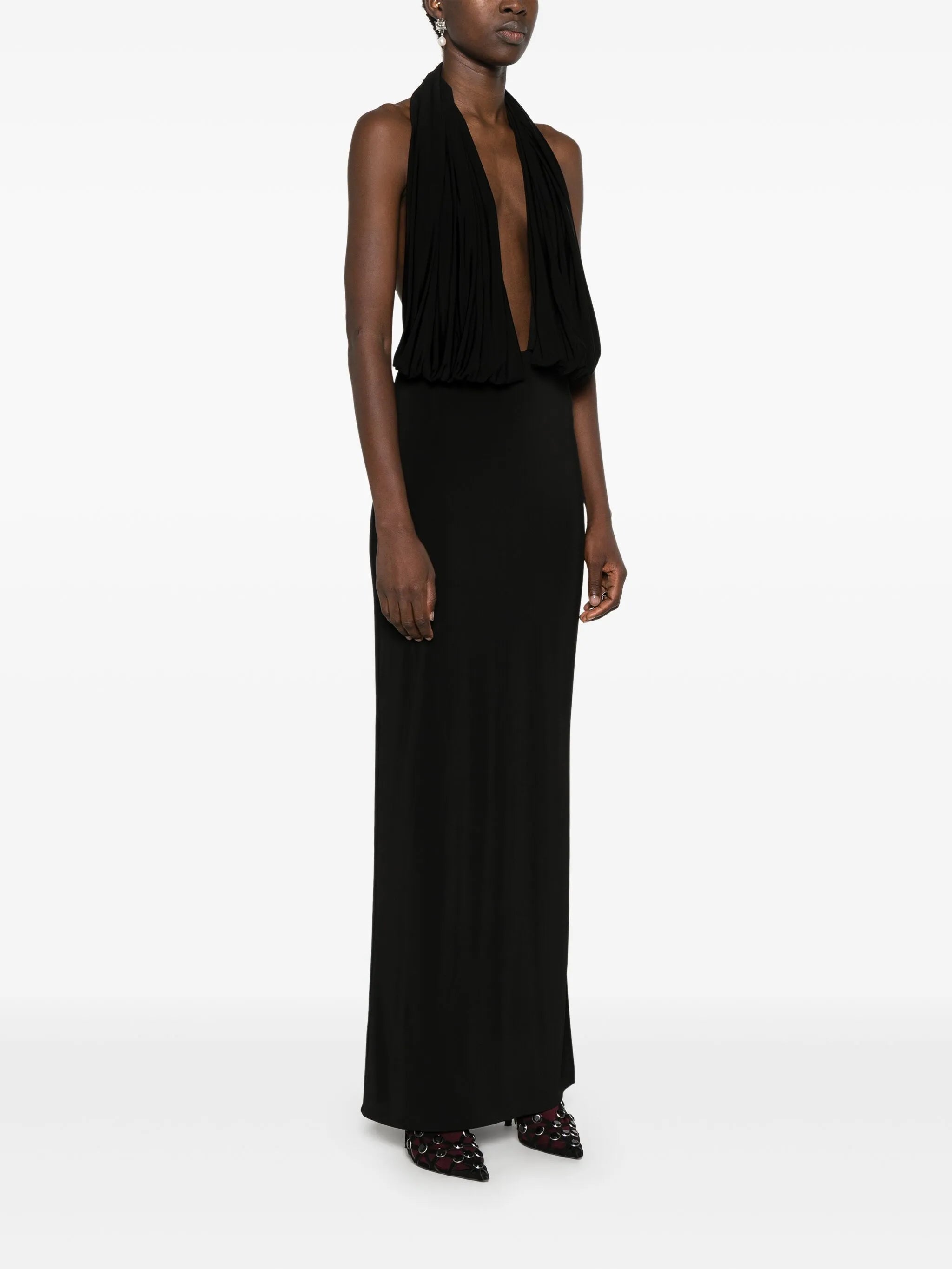 open-back jersey gown