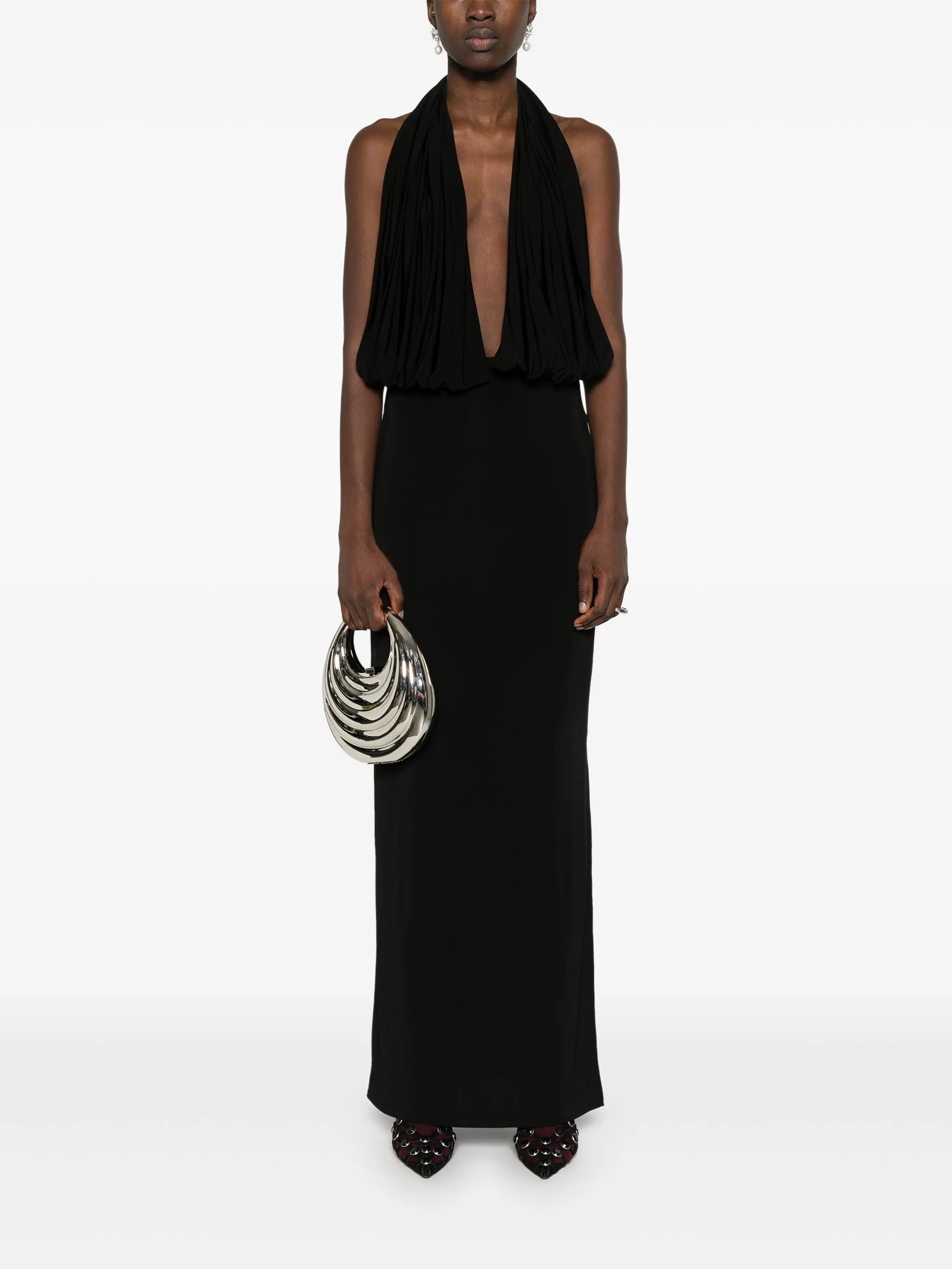 open-back jersey gown