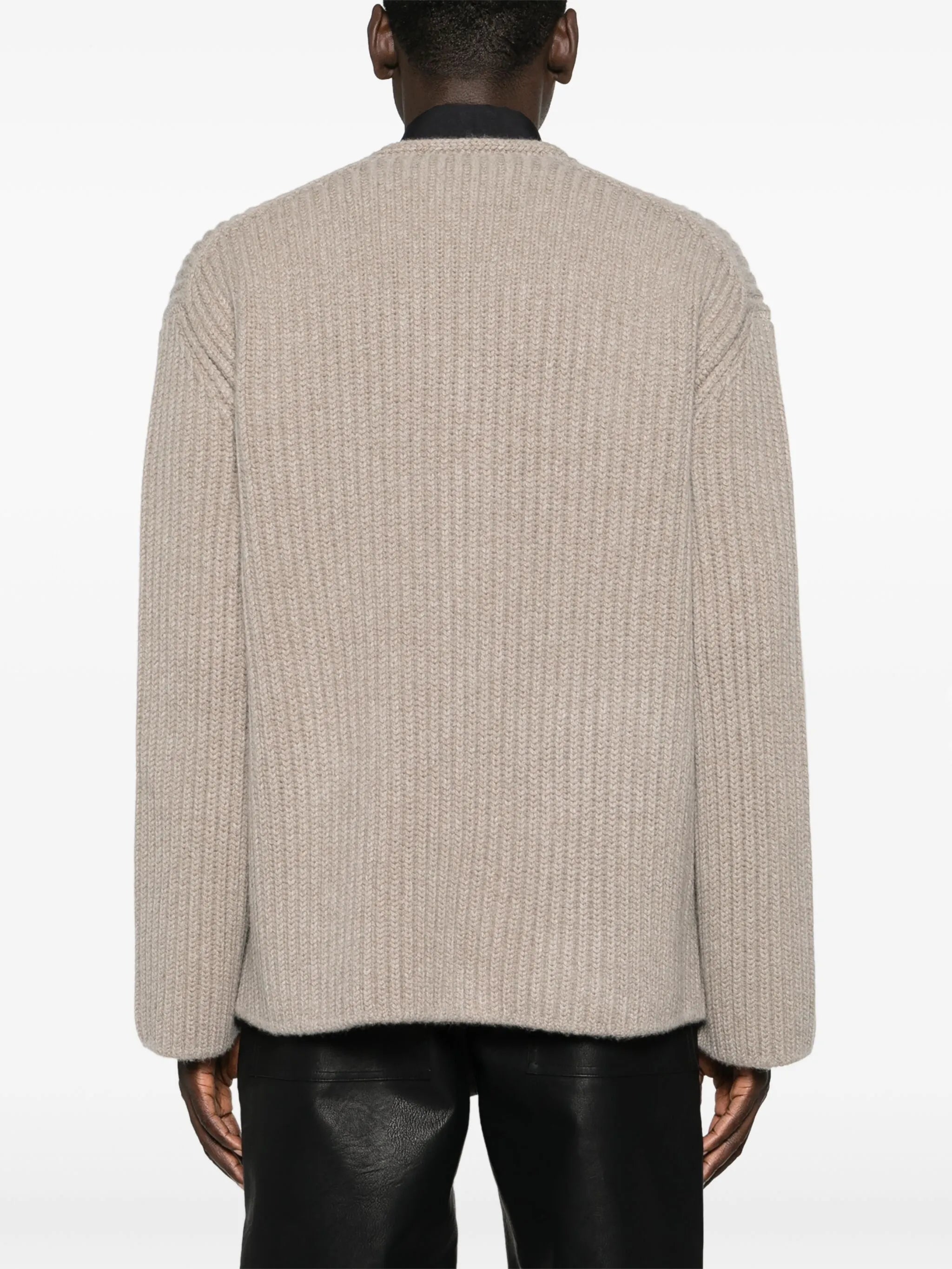 chunky ribbed wool-blend cardigan