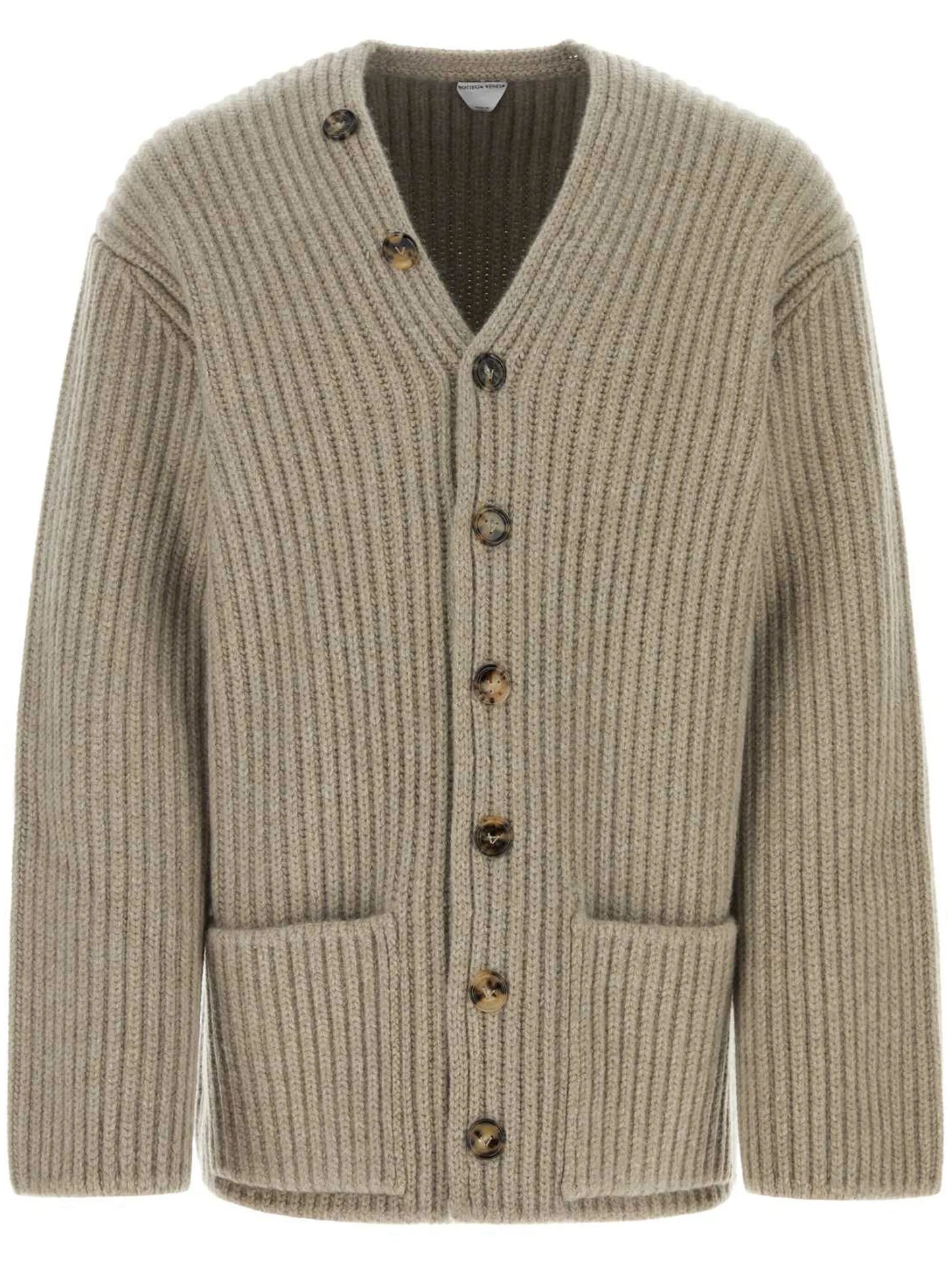 chunky ribbed wool-blend cardigan