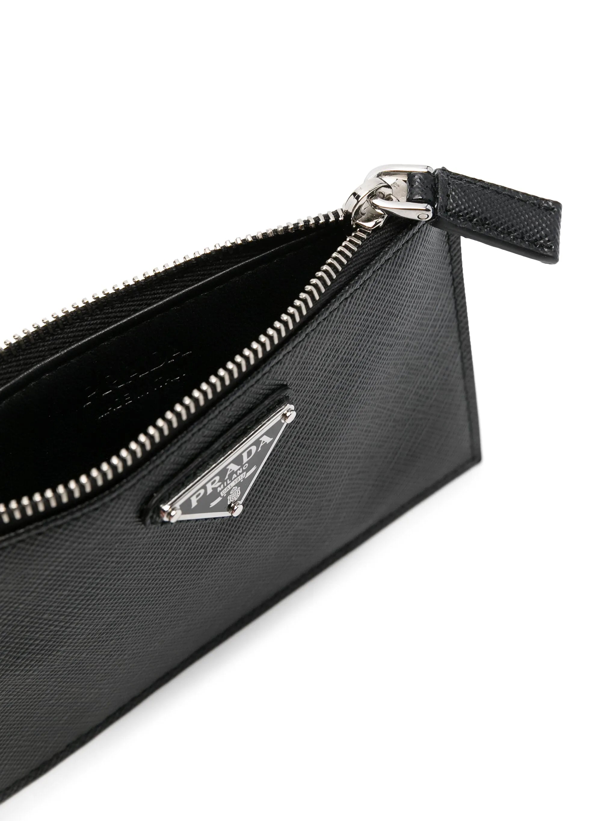 enamel triangle-logo leather wallet