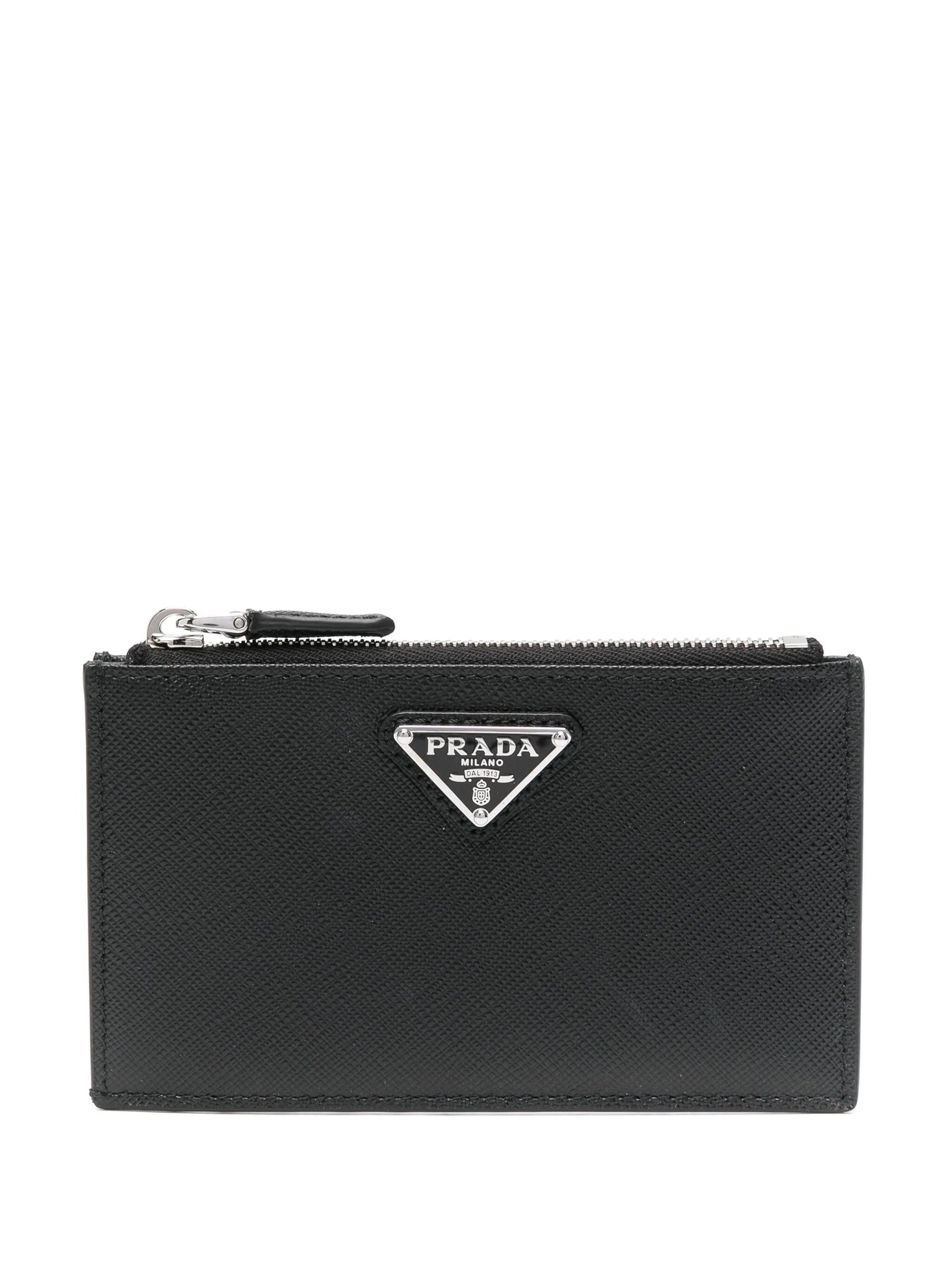 enamel triangle-logo leather wallet