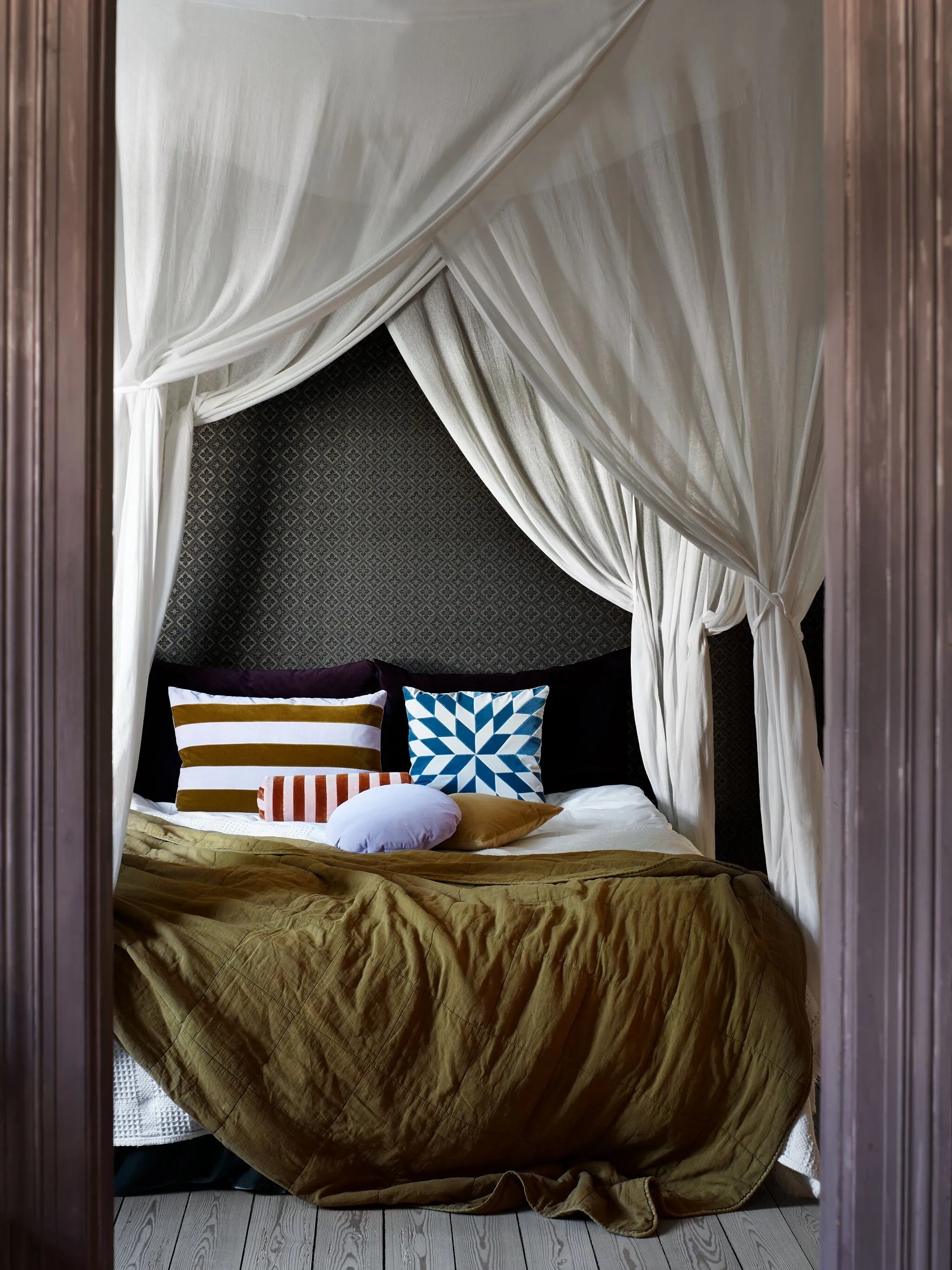 Bolster Stripe velvet cushion (20cm x 60cm)