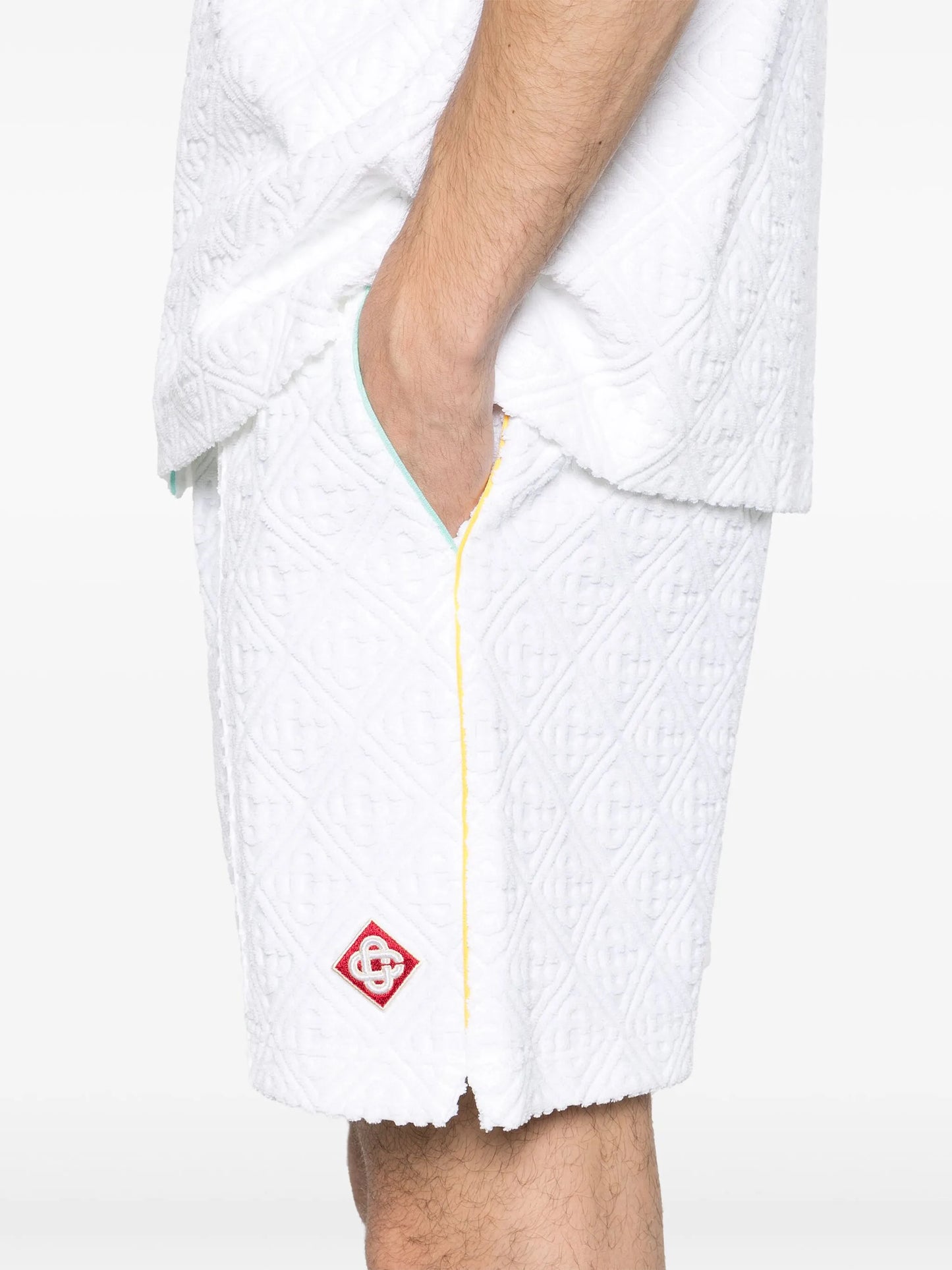 monogram-embossed towelling shorts