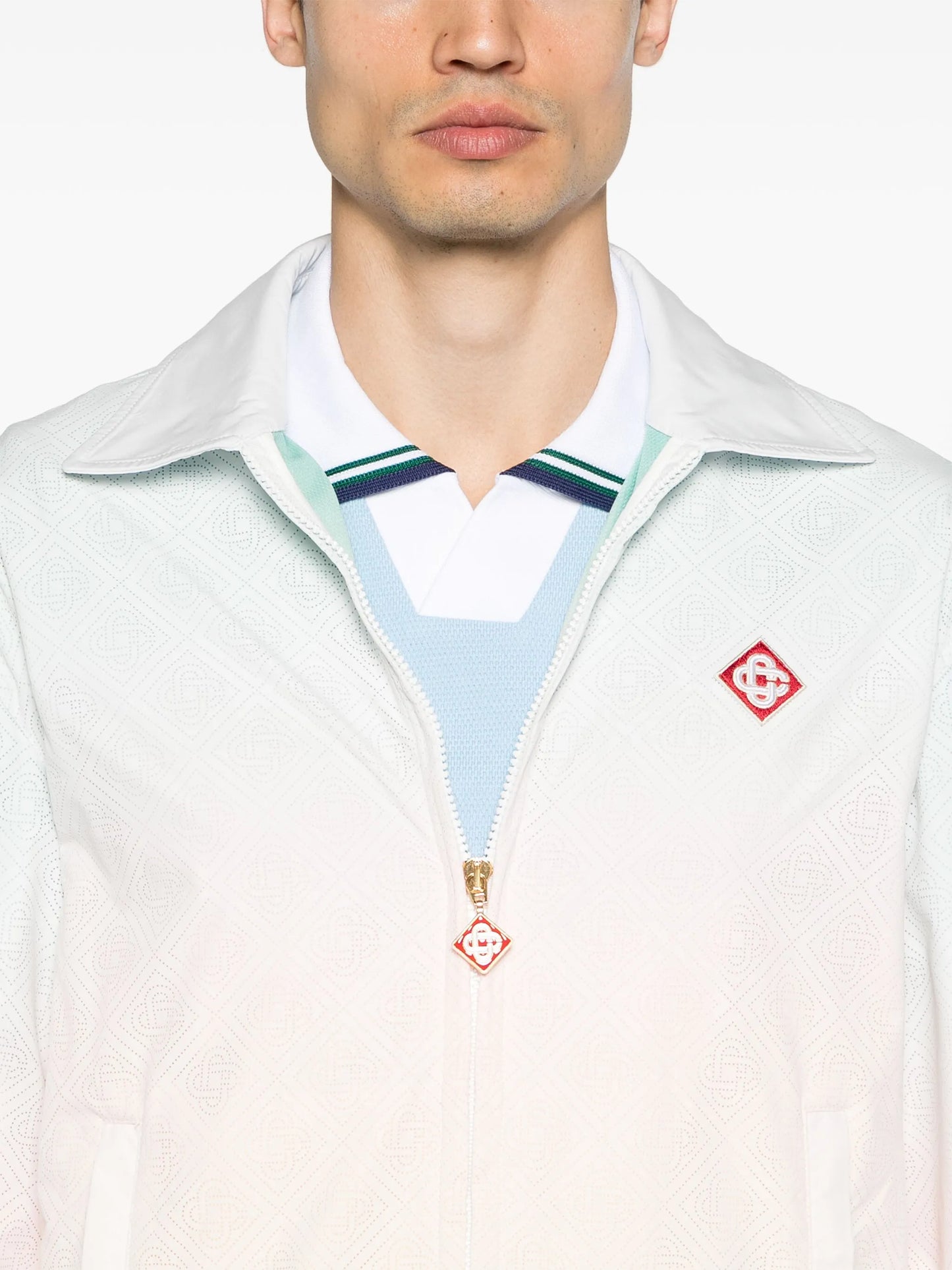 perforated-monogram gradient jacket