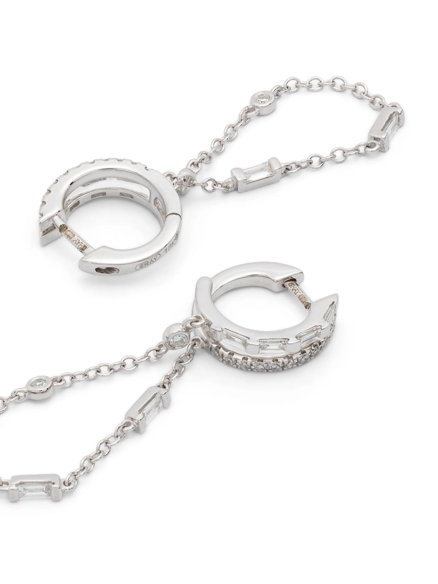 18kt white gold Diamond Double Mixed Fringe earrings