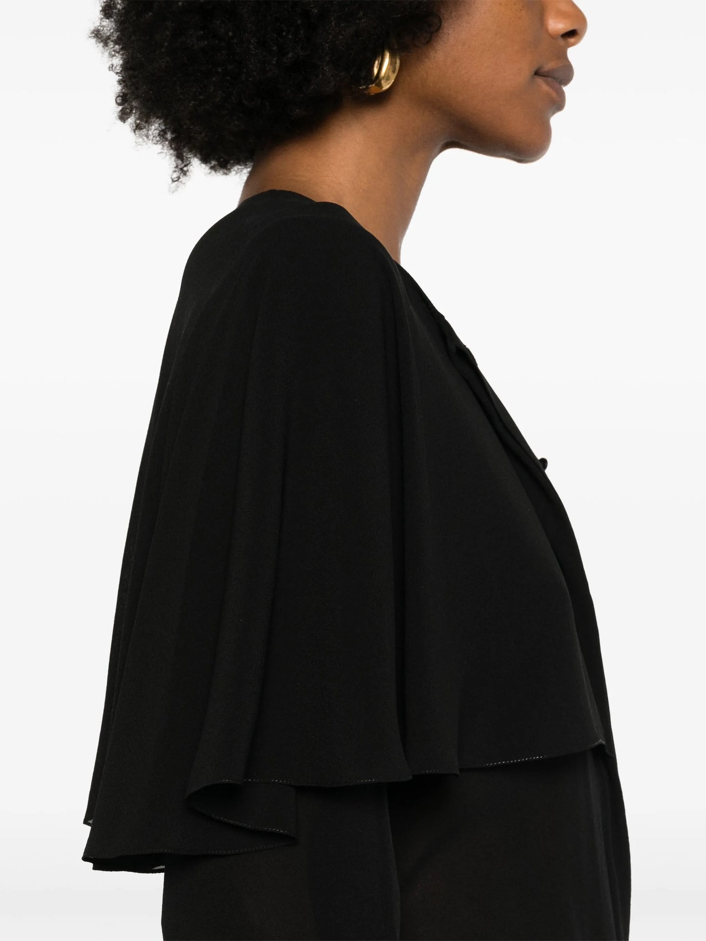cape-attachment silk shirt