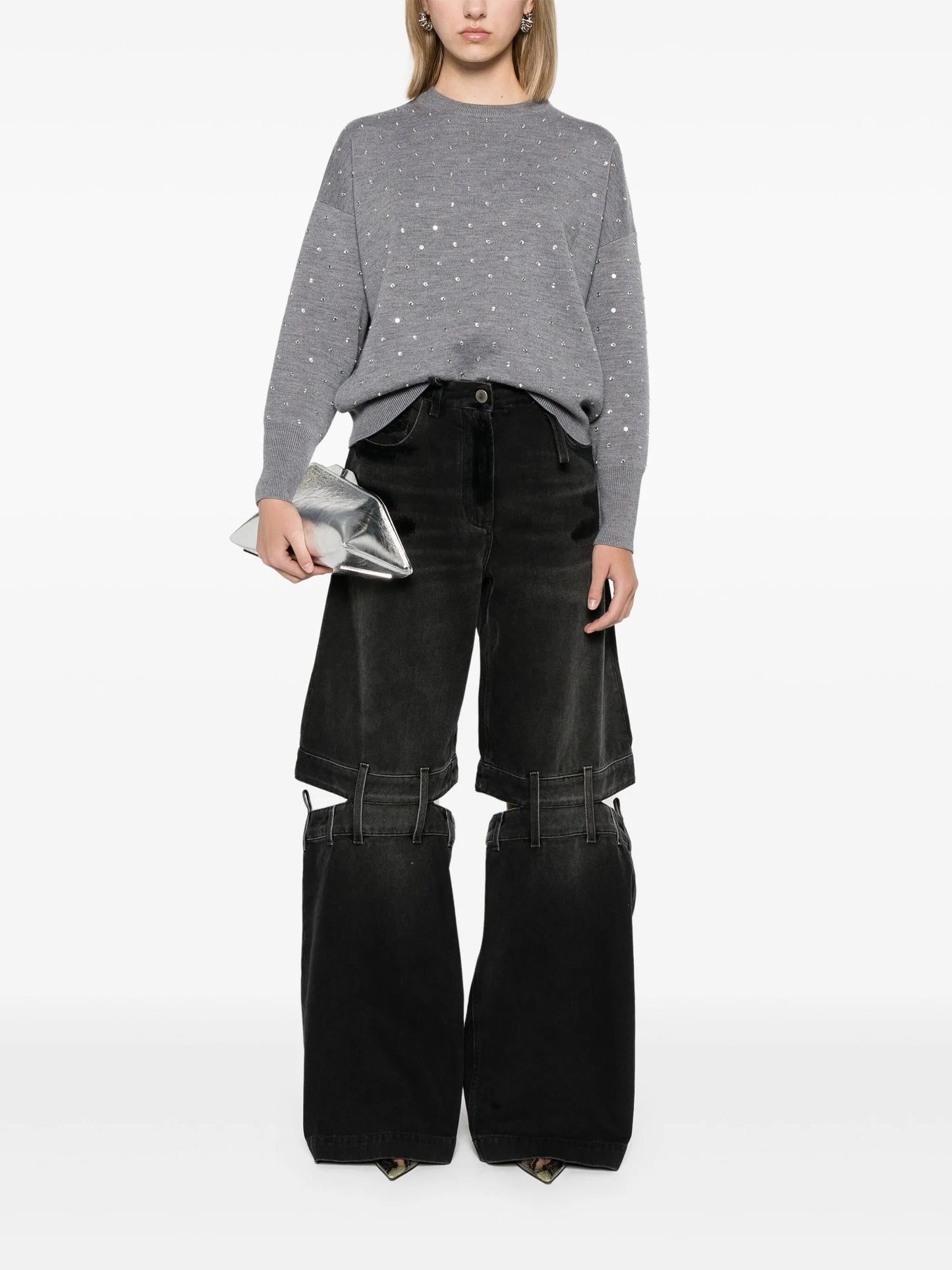 glass crystal-embellished jumper