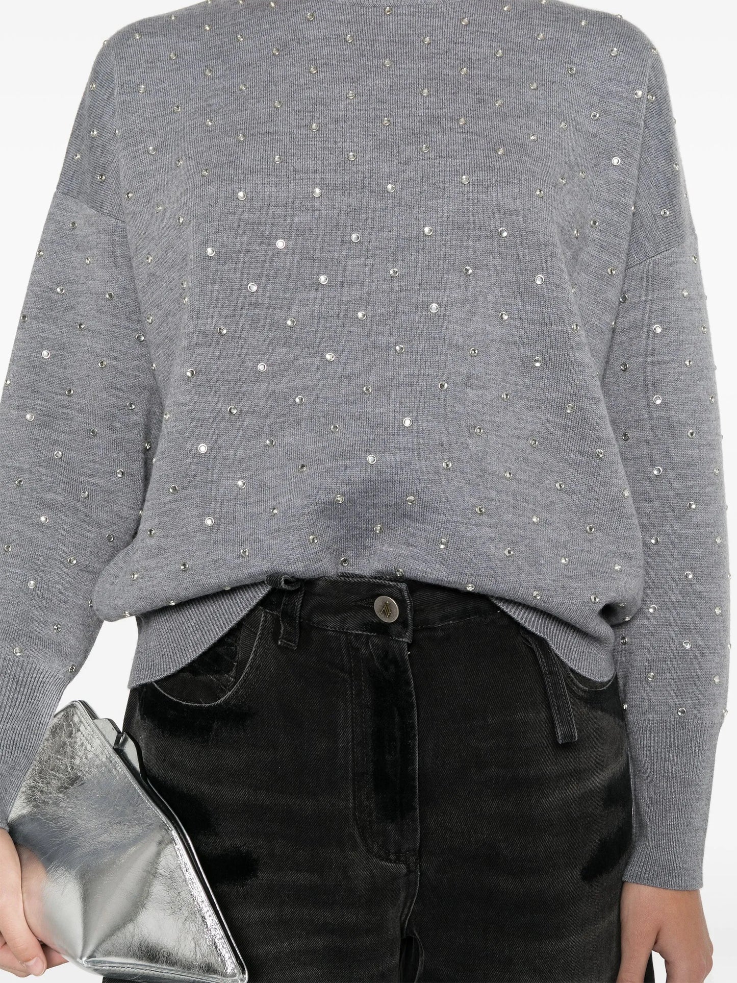 glass crystal-embellished jumper