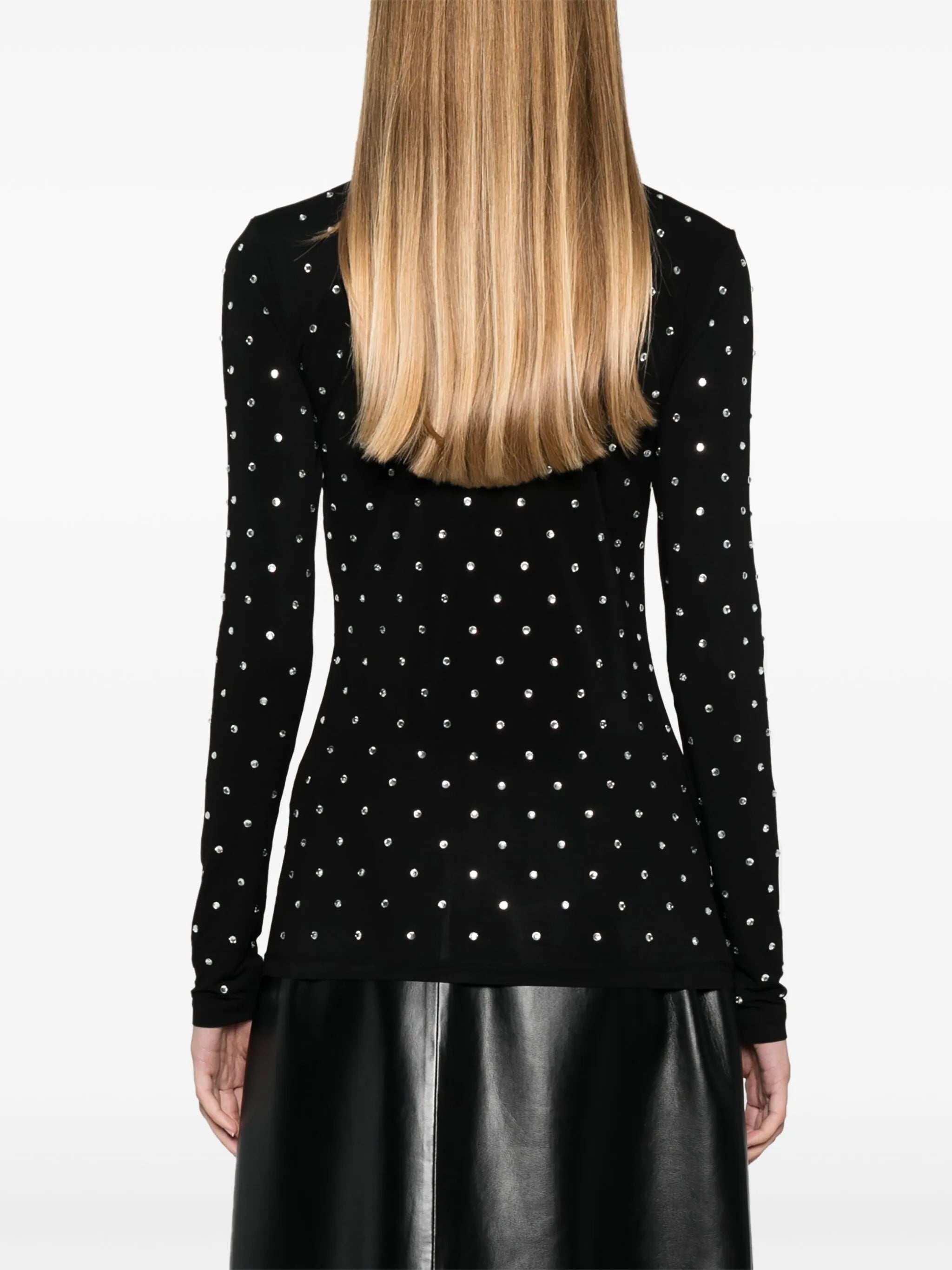 gem-embellished high-neck top