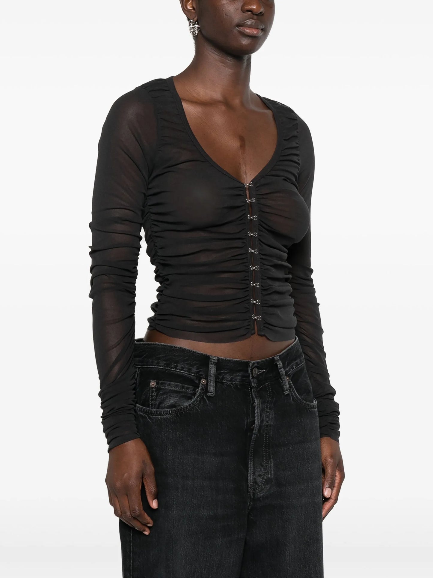 hook-fastening ruched blouse