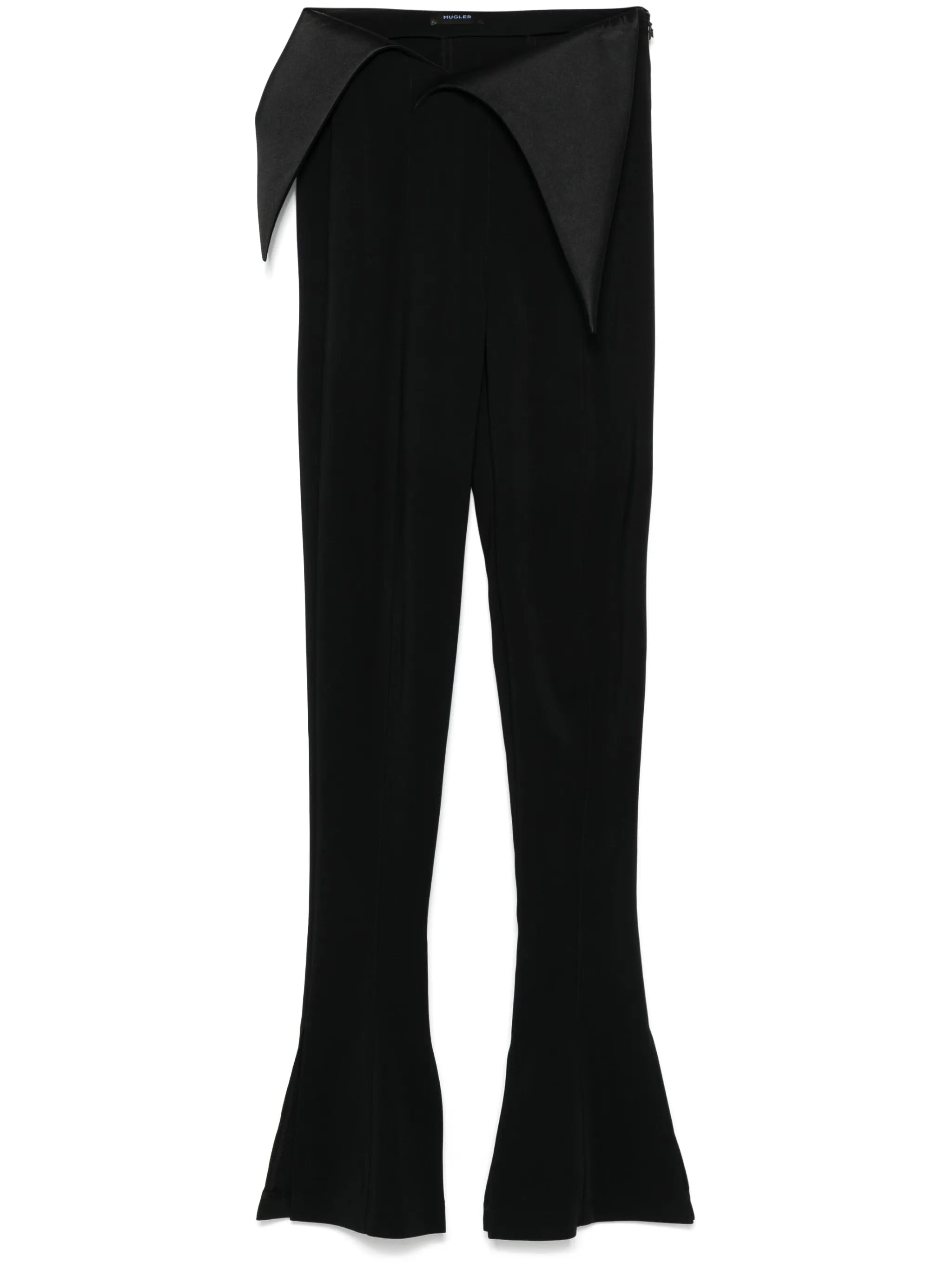 satin-waistband flared trousers