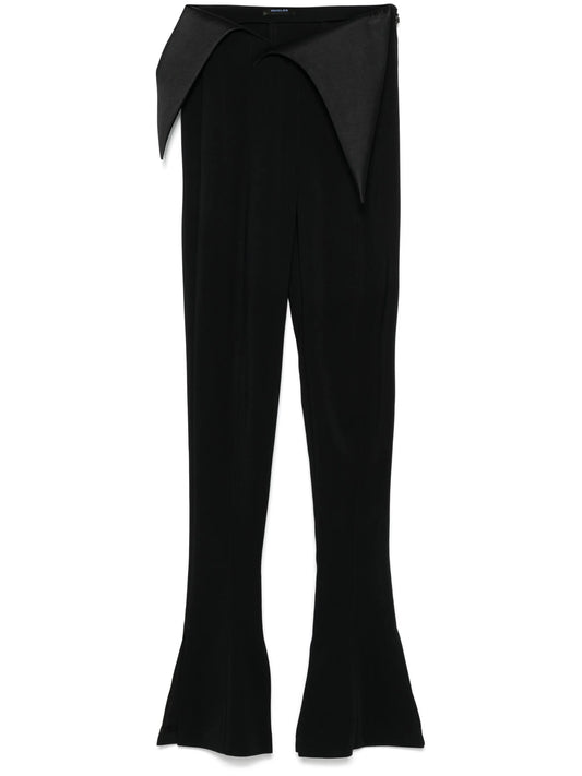 satin-waistband flared trousers