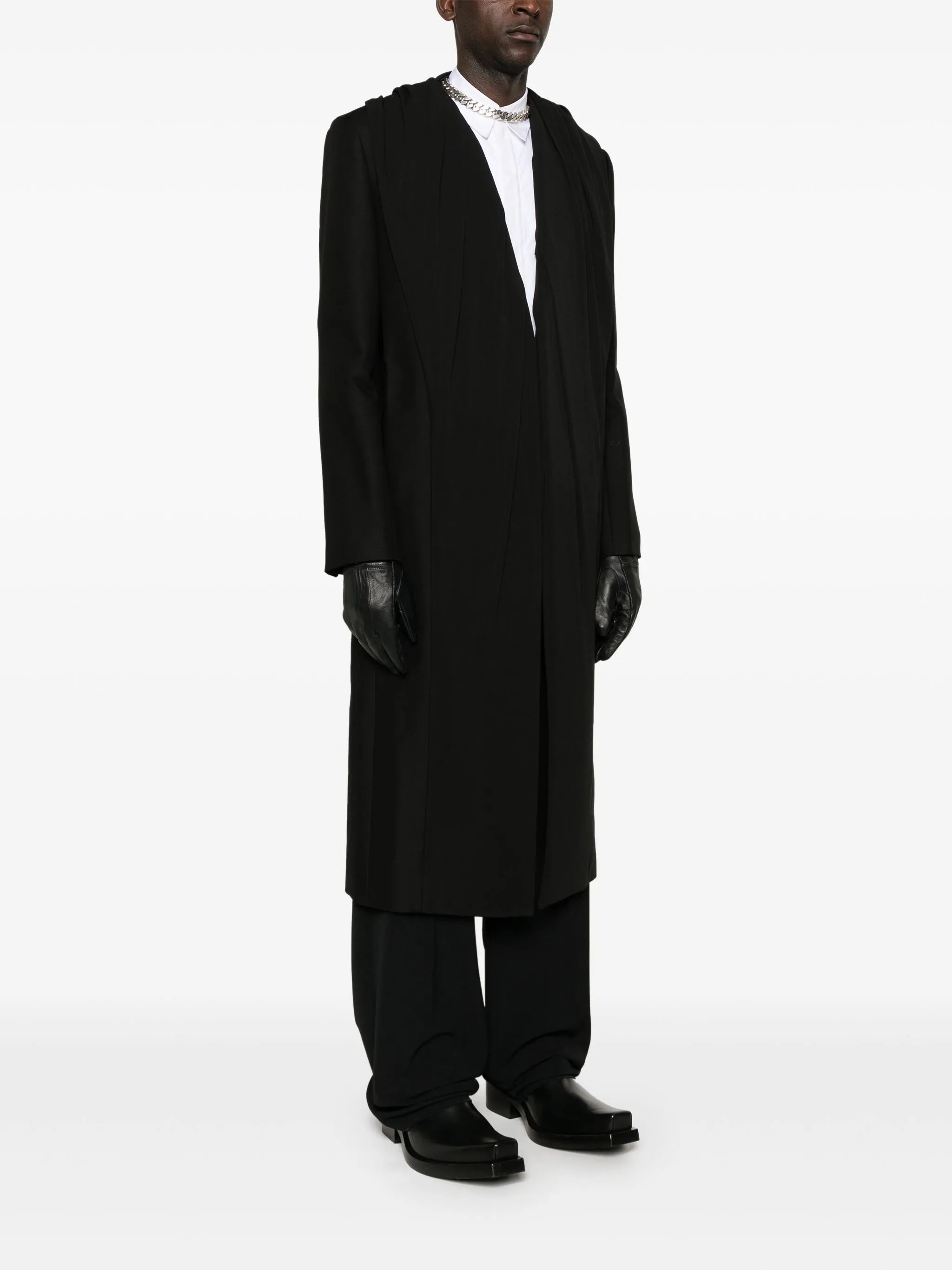 draped-detail coat