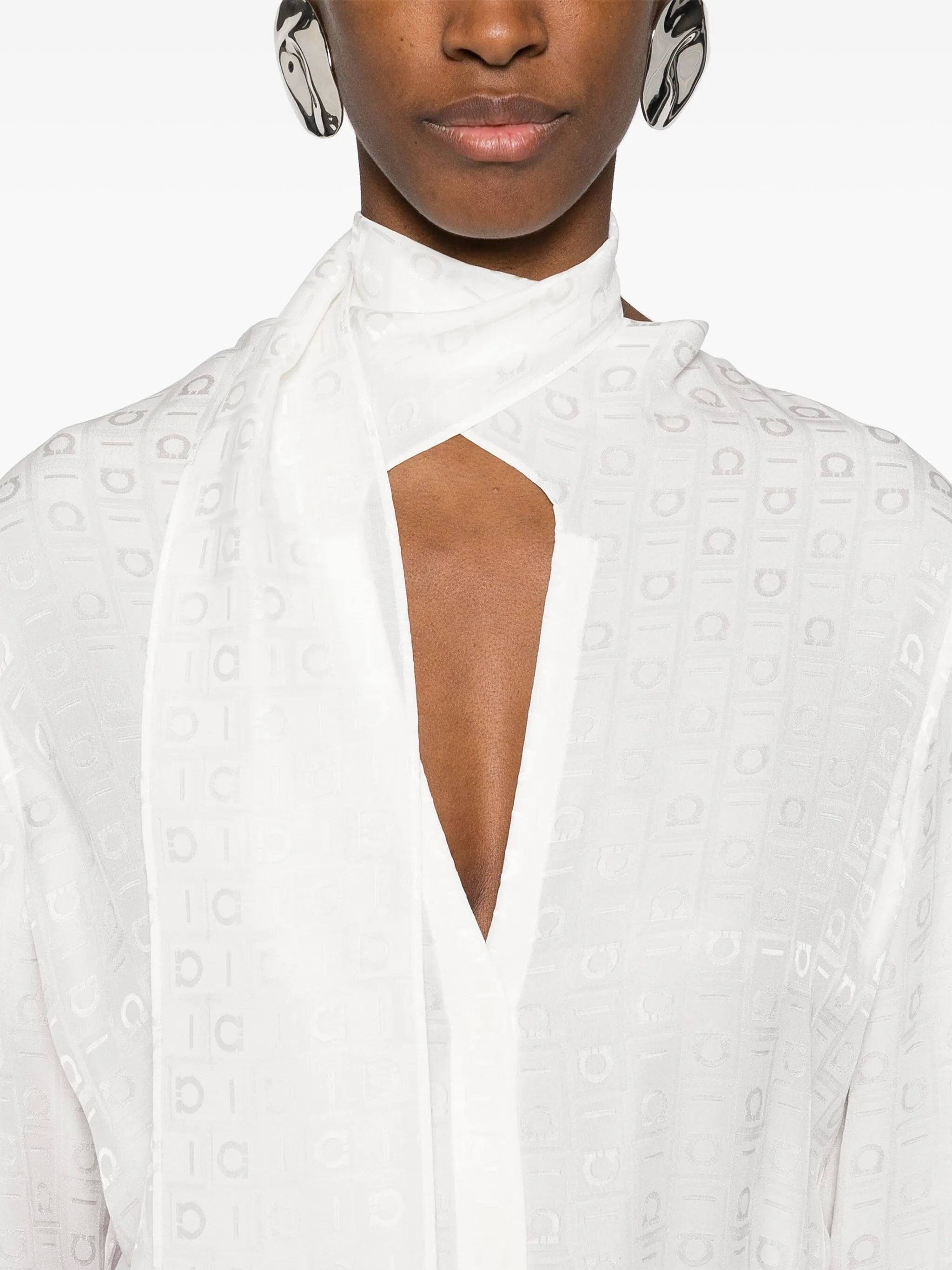 monogram-jacquard silk shirt