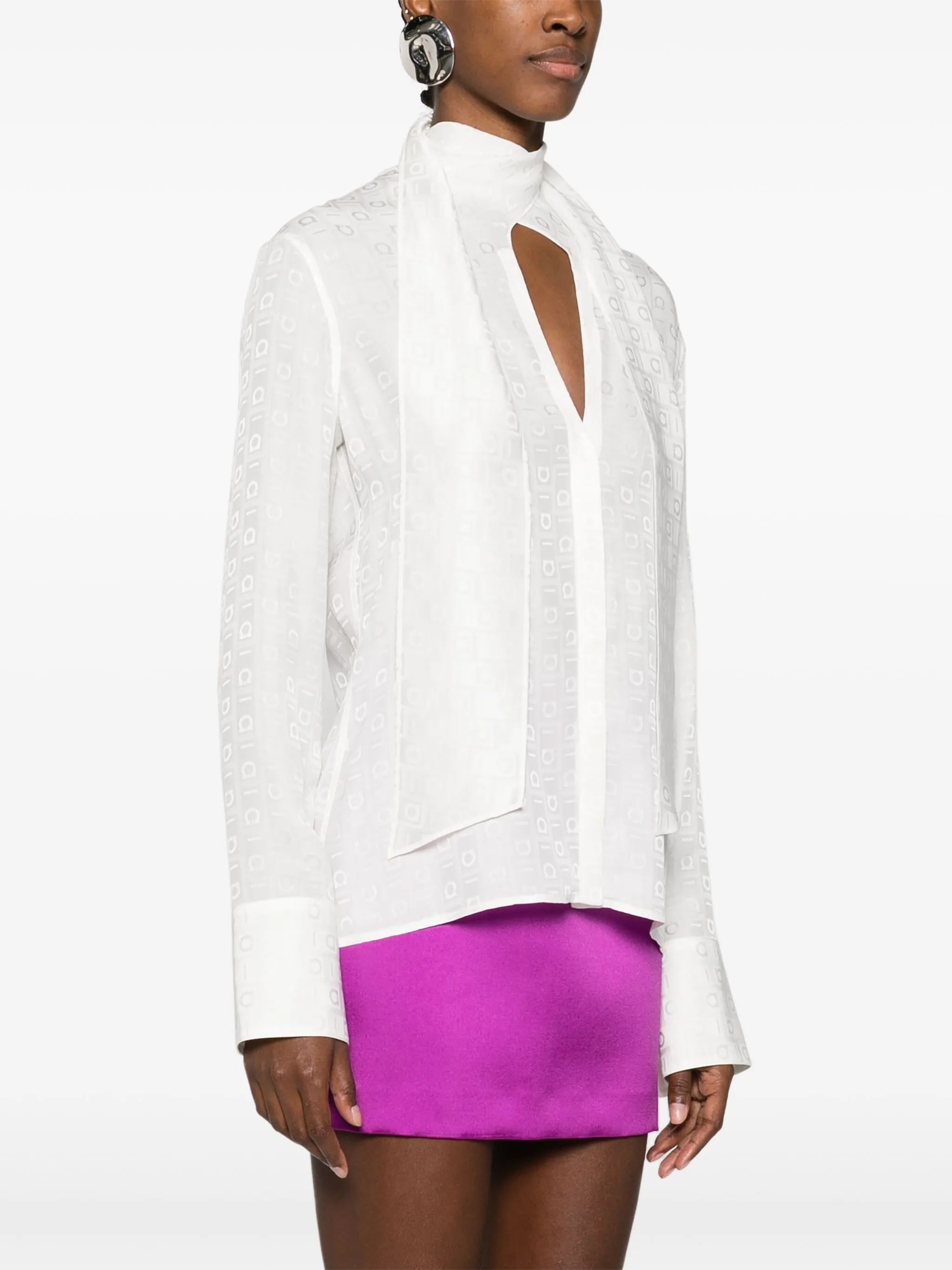 monogram-jacquard silk shirt