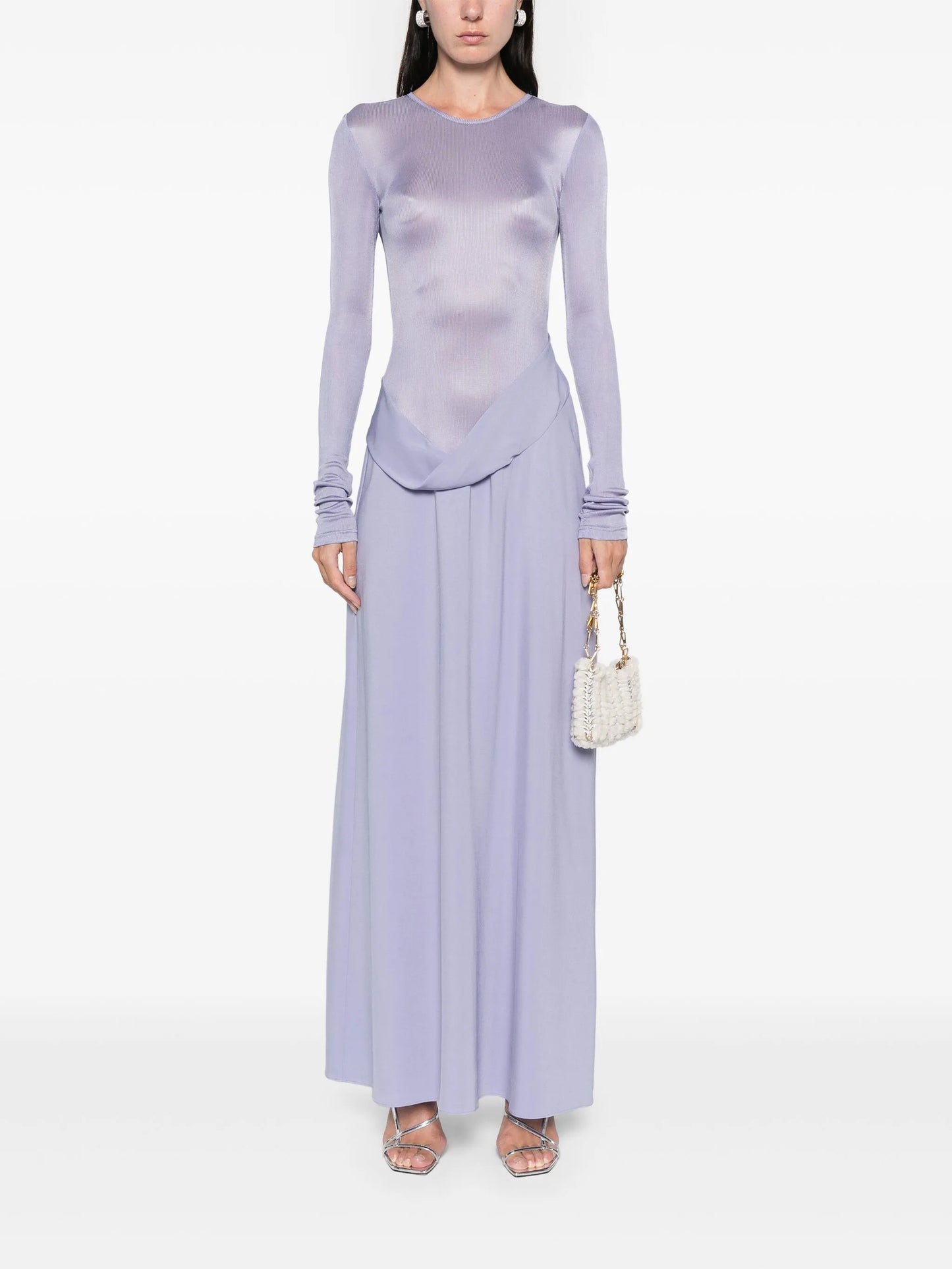 fine-ribbed panelled maxi dress