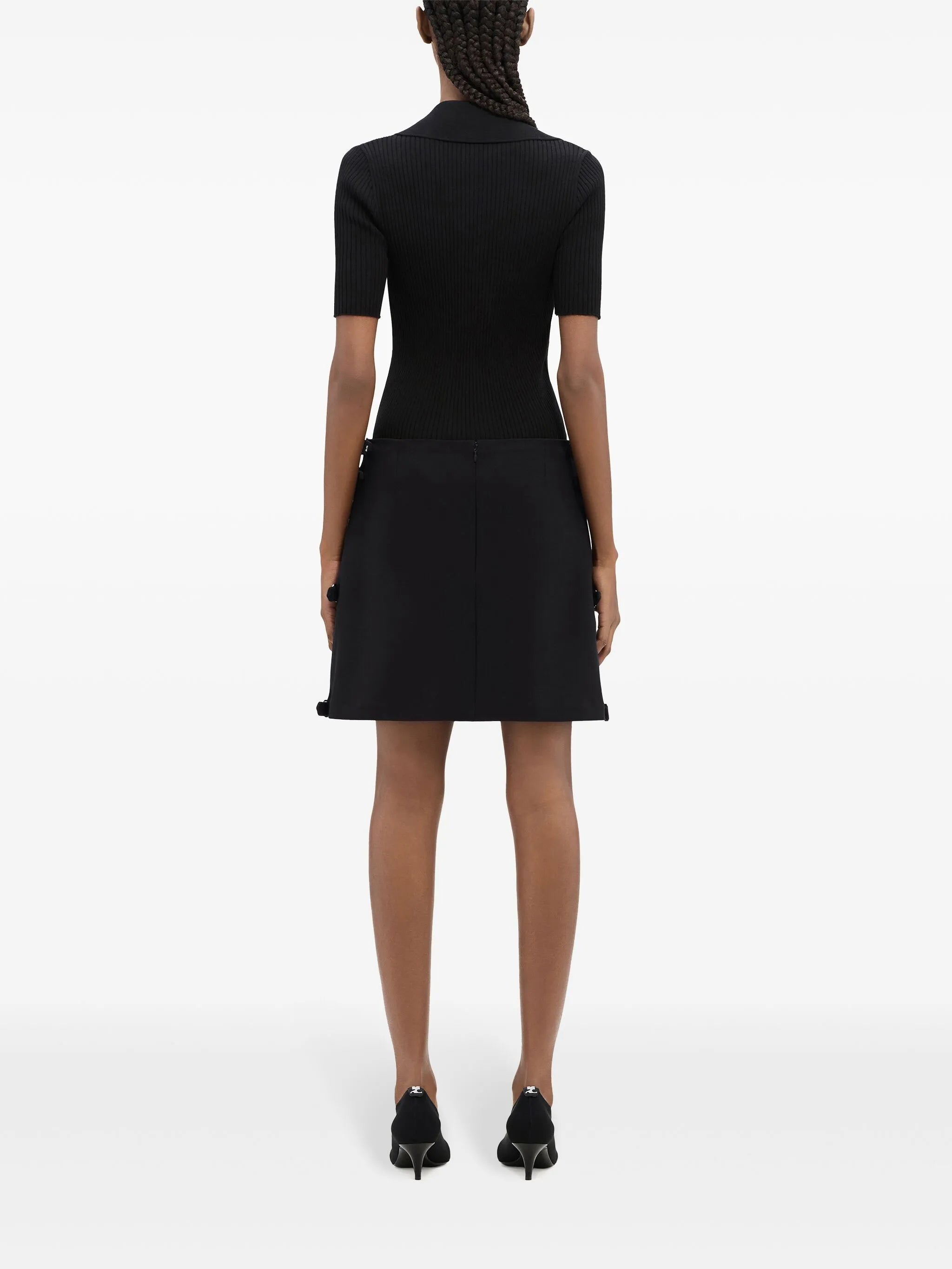 buckled wool miniskirt