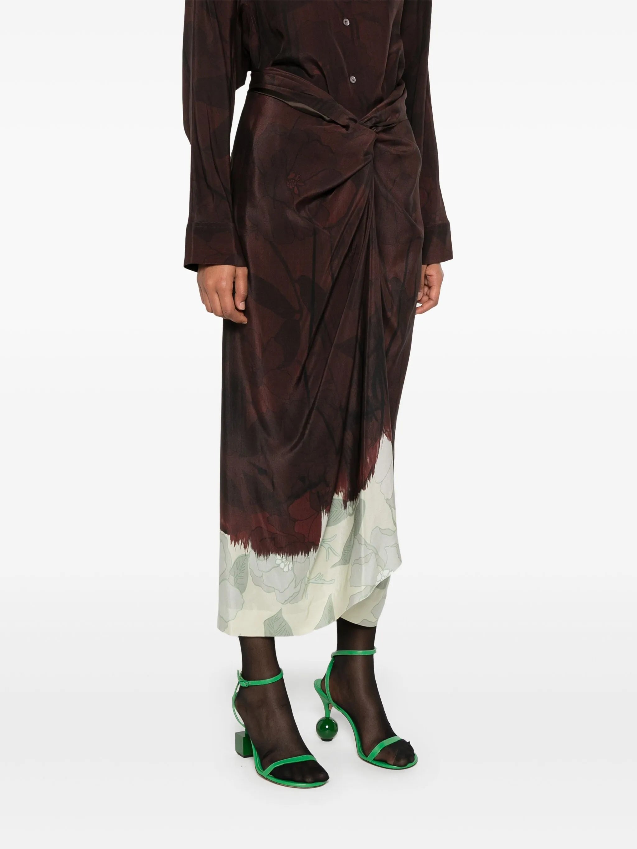 knot-detail midi skirt