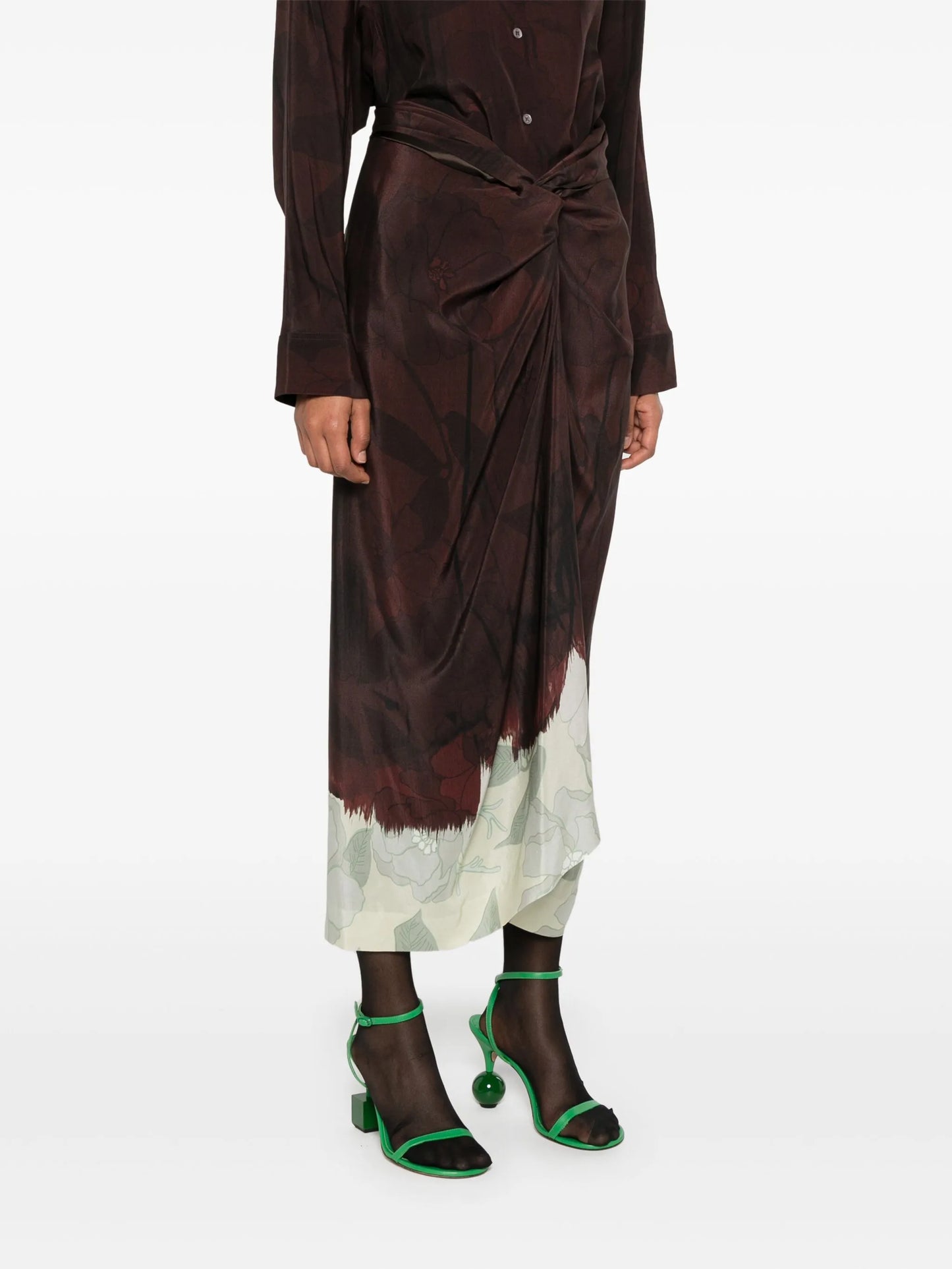 knot-detail midi skirt