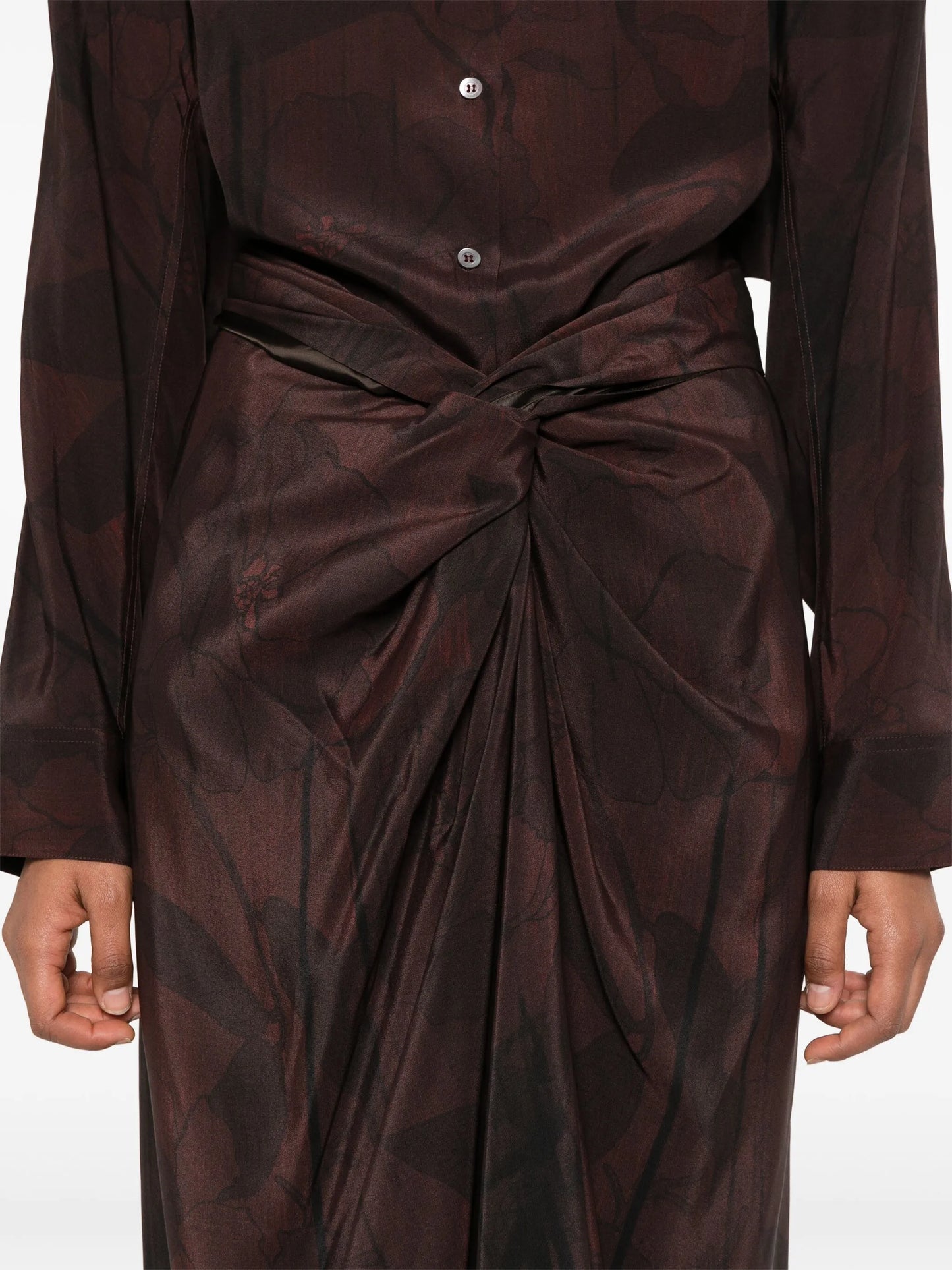 knot-detail midi skirt