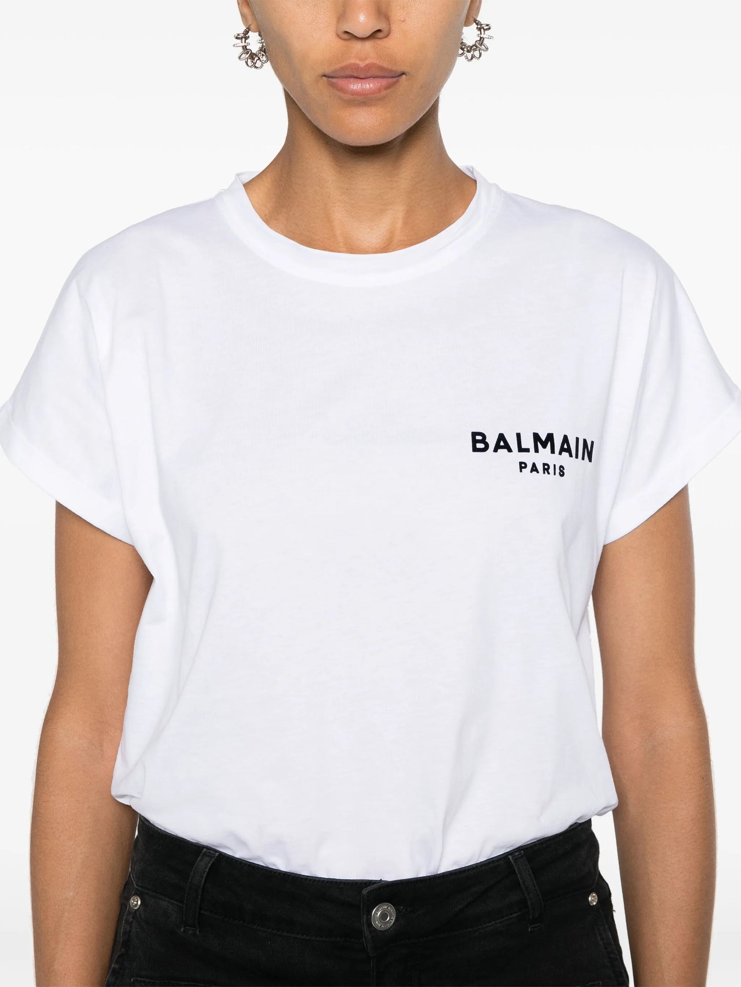 flocked-logo cotton T-shirt