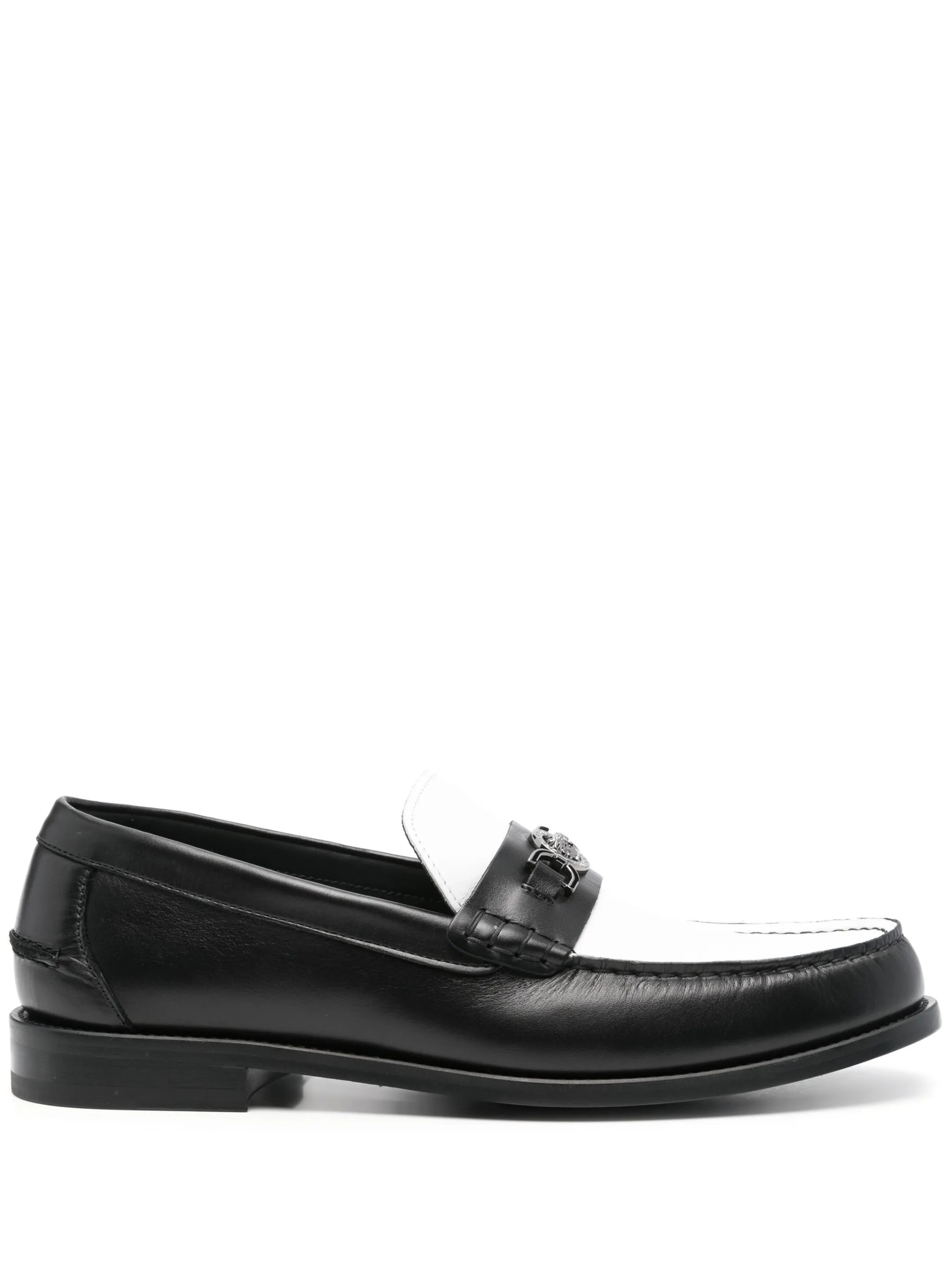 Medusa-plaque colourblock loafers