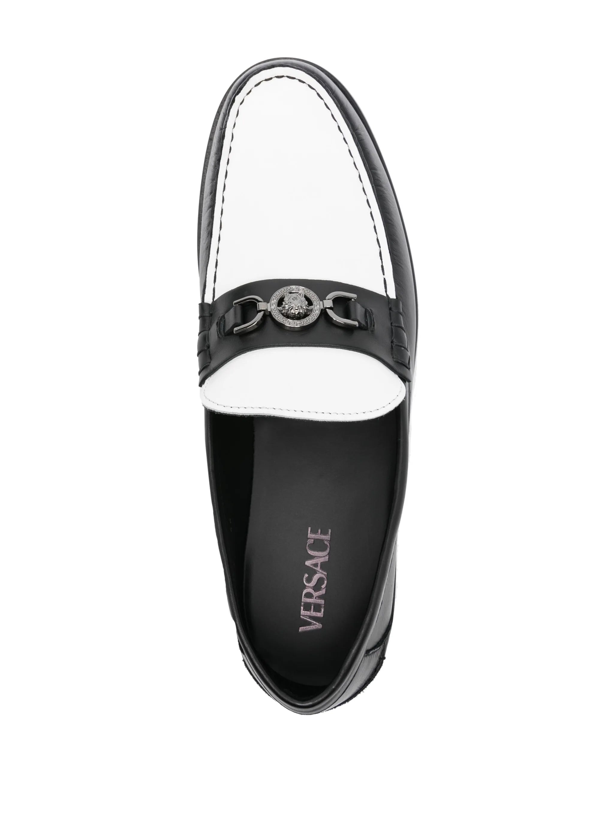 Medusa-plaque colourblock loafers