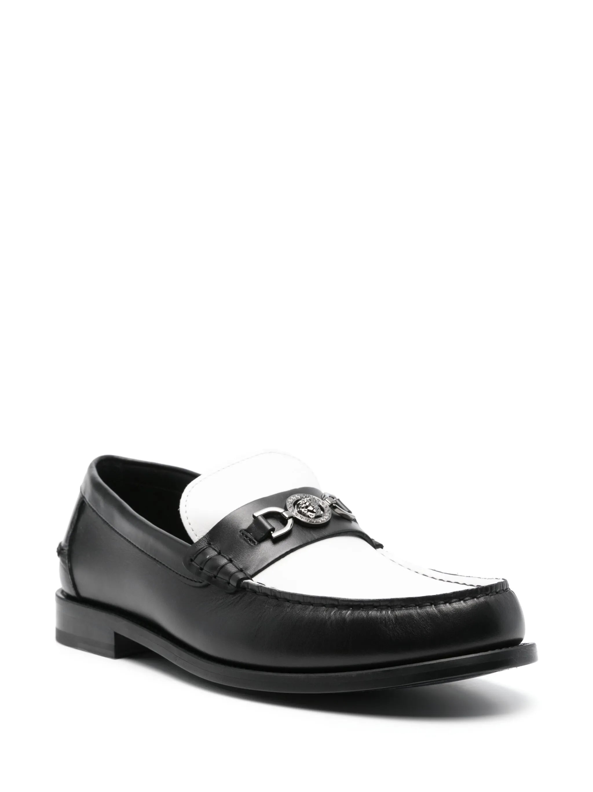 Medusa-plaque colourblock loafers