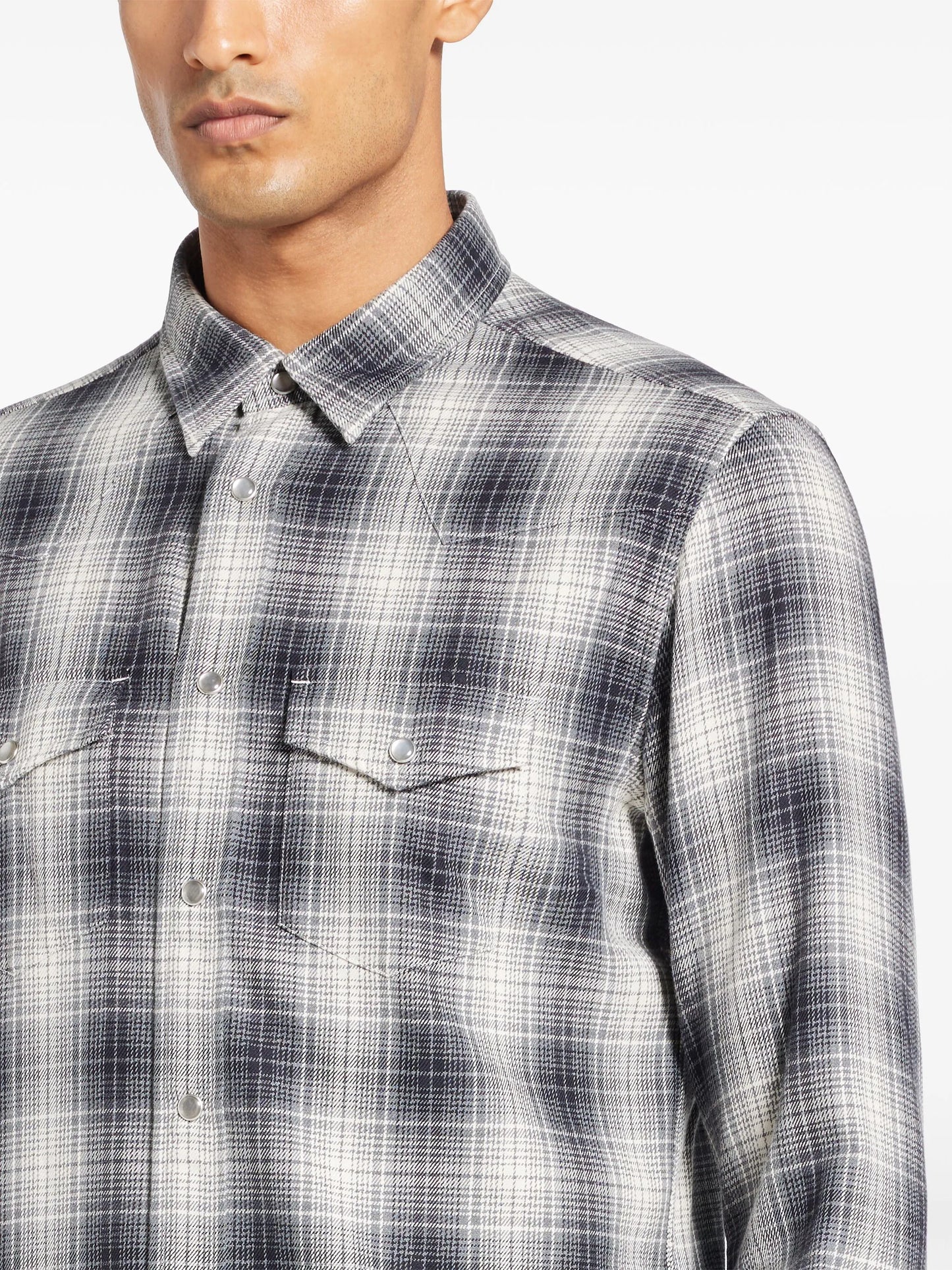 check-print cotton shirt