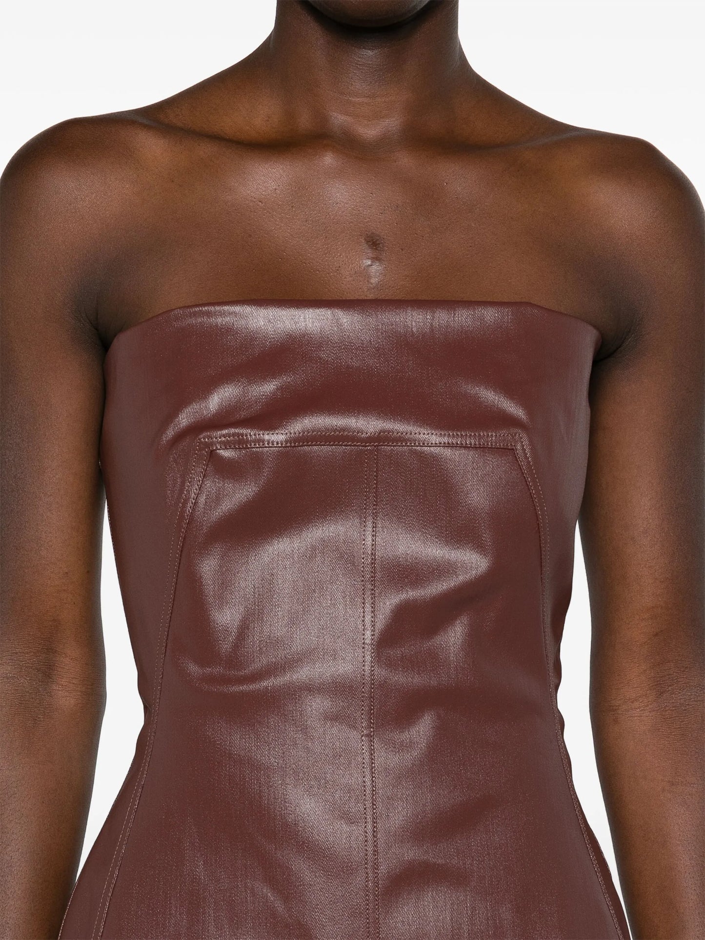 coated-denim bustier top