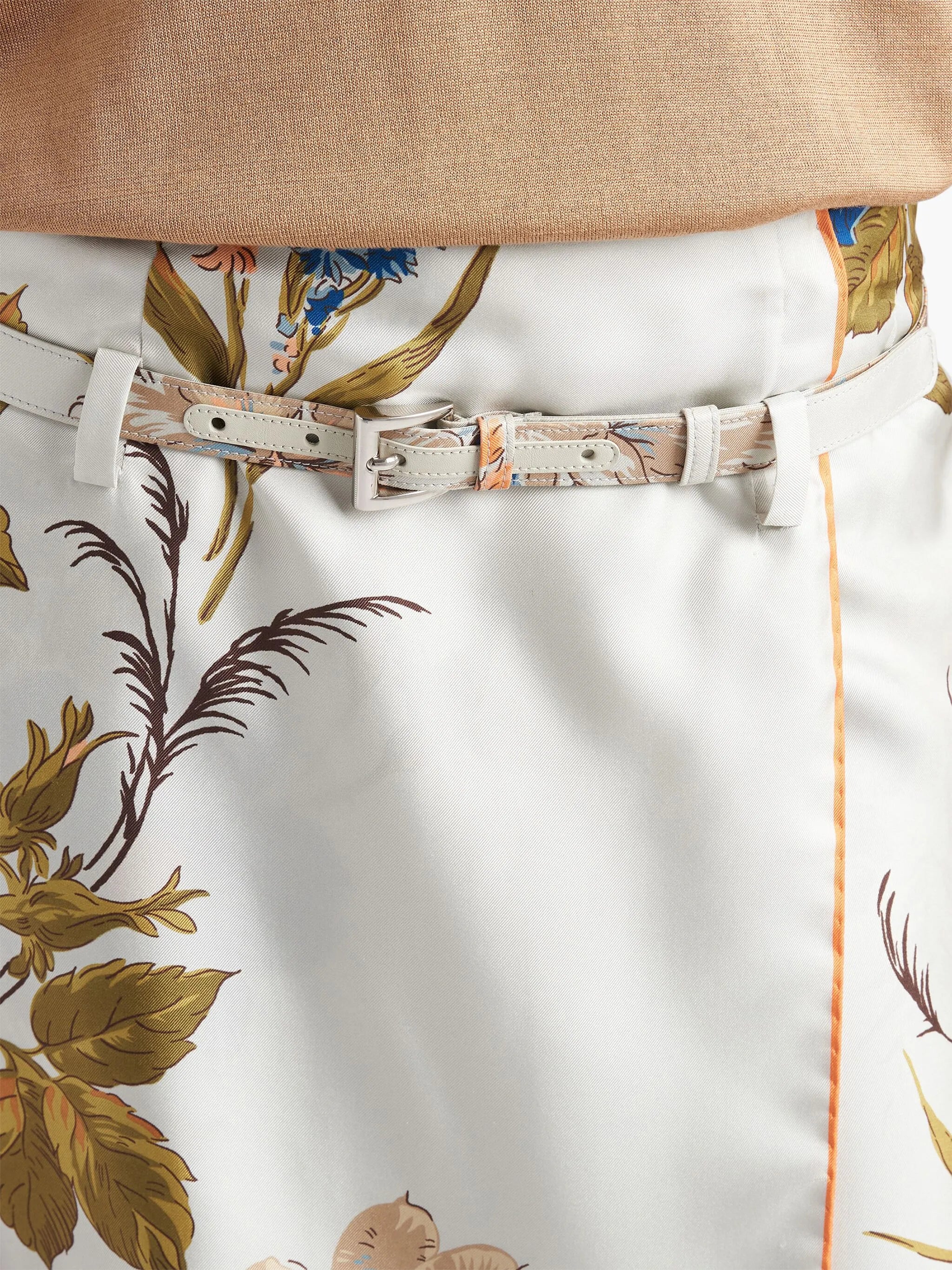 floral-print silk midi skirt